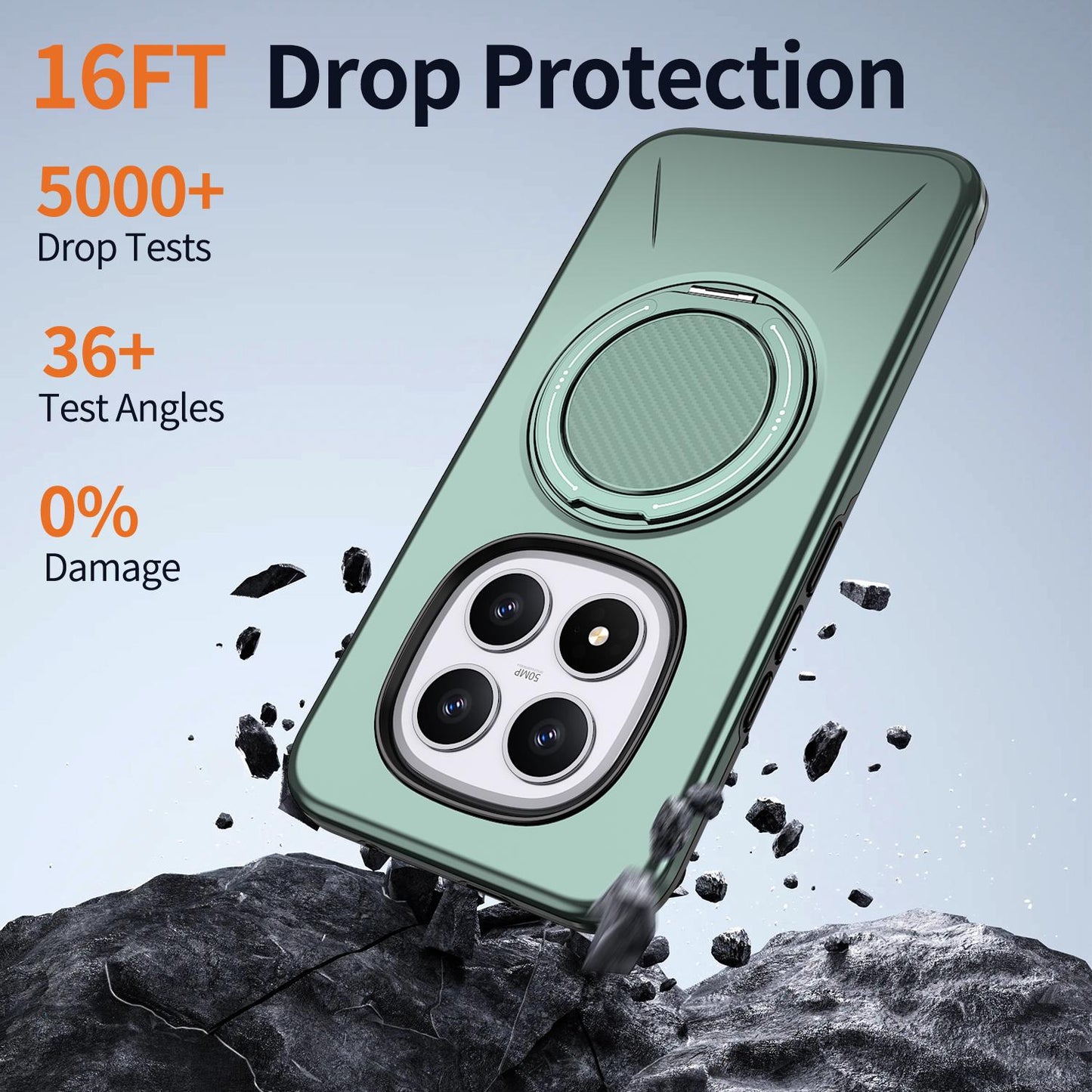 For Redmi Note 15 Pro 5G Global 163.6mm Kalebol Magnetic MagSafe Rotation Holder PC Phone Case(Grey Green)