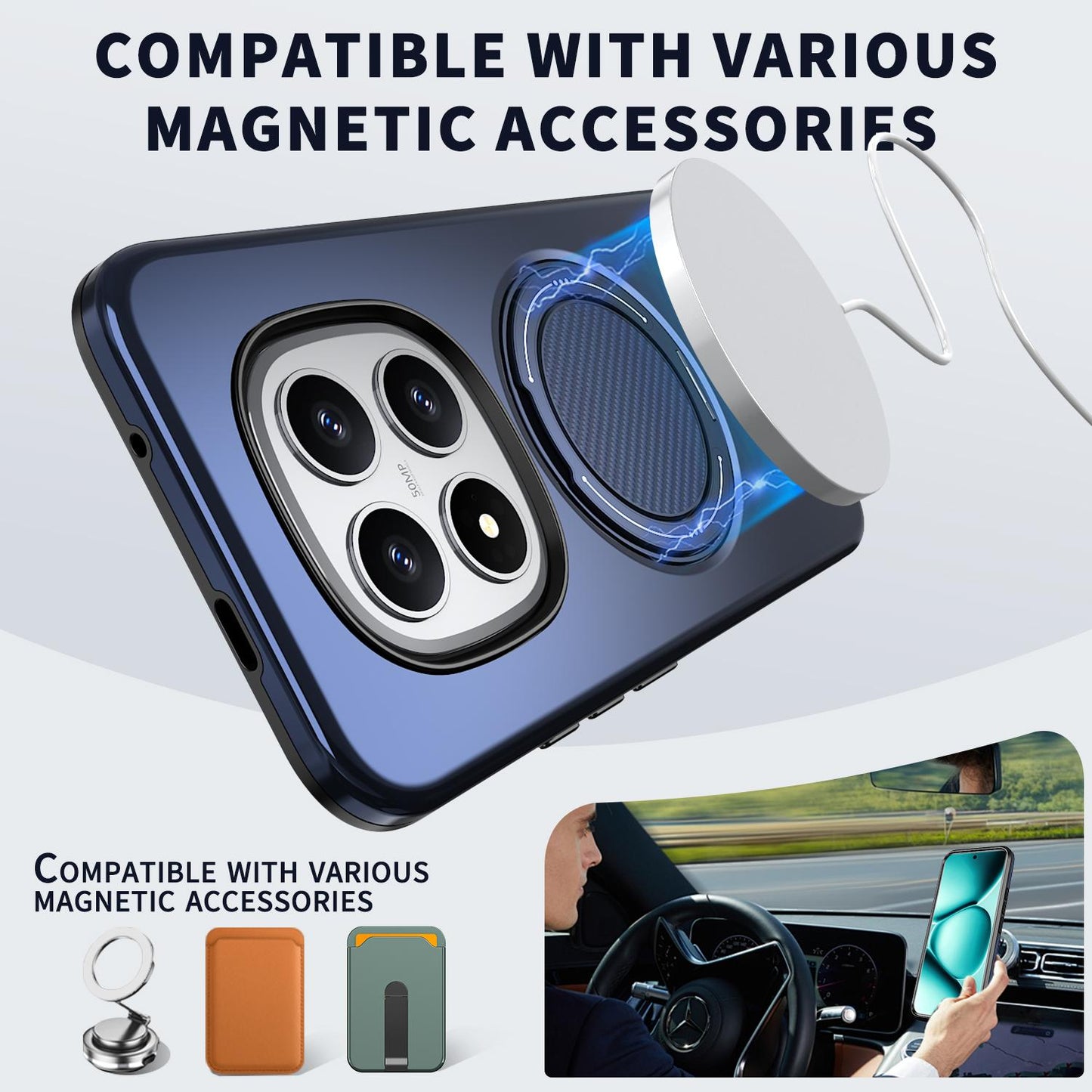 For Redmi Note 15 Pro 5G Global 163.6mm Kalebol Magnetic MagSafe Rotation Holder PC Phone Case(Blue)