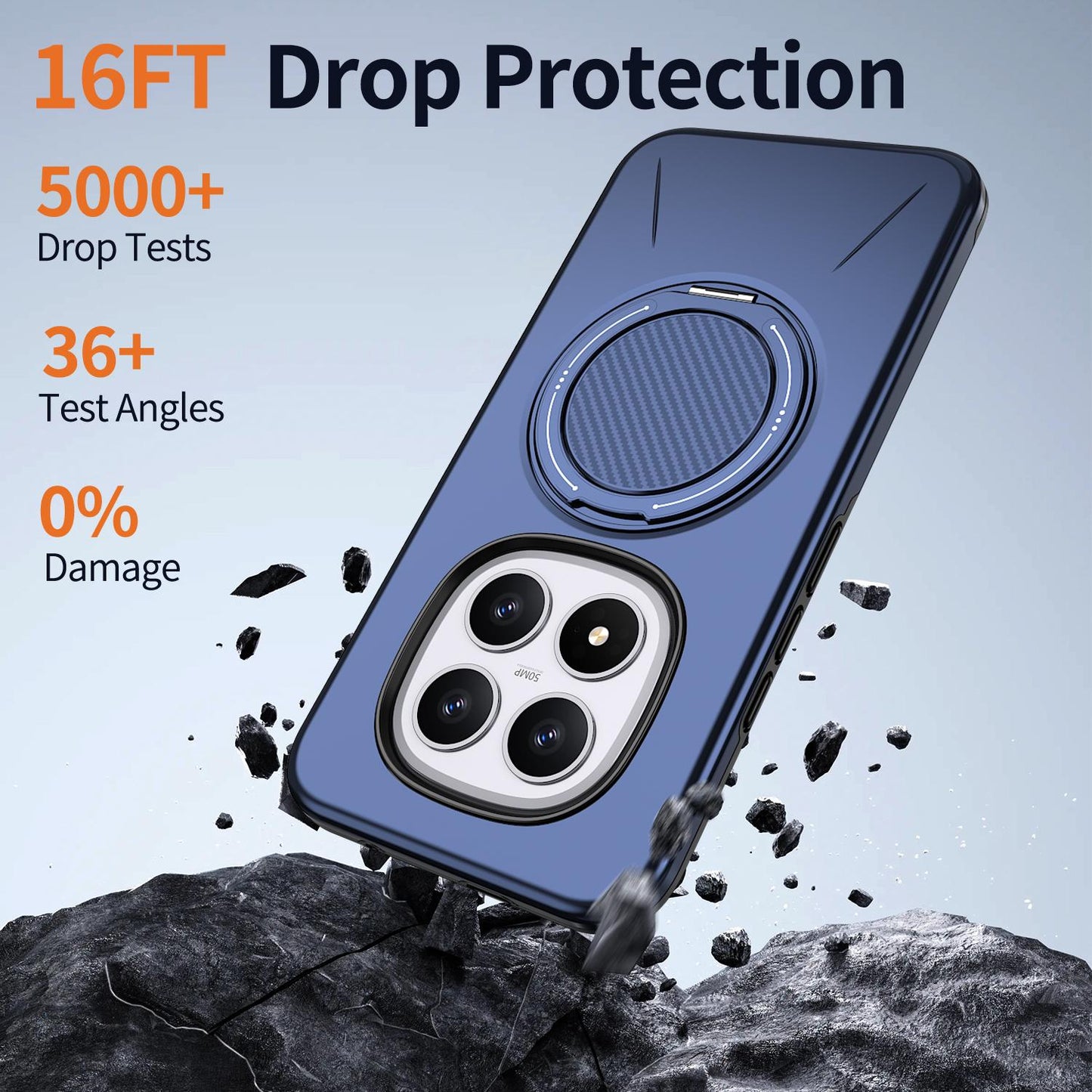For Redmi Note 15 Pro 5G Global 163.6mm Kalebol Magnetic MagSafe Rotation Holder PC Phone Case(Blue)