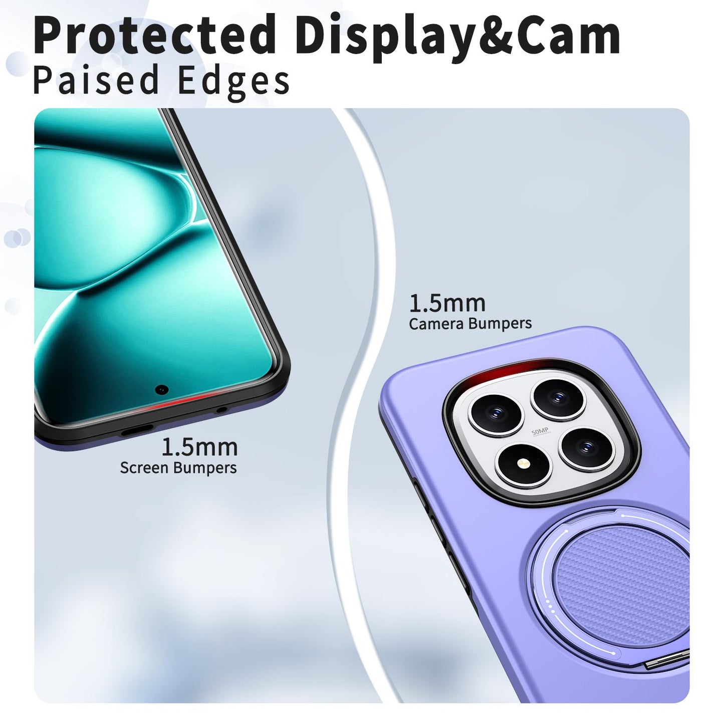 For Redmi Note 15 Pro 5G Global 163.6mm Kalebol Magnetic MagSafe Rotation Holder PC Phone Case(Lilac)
