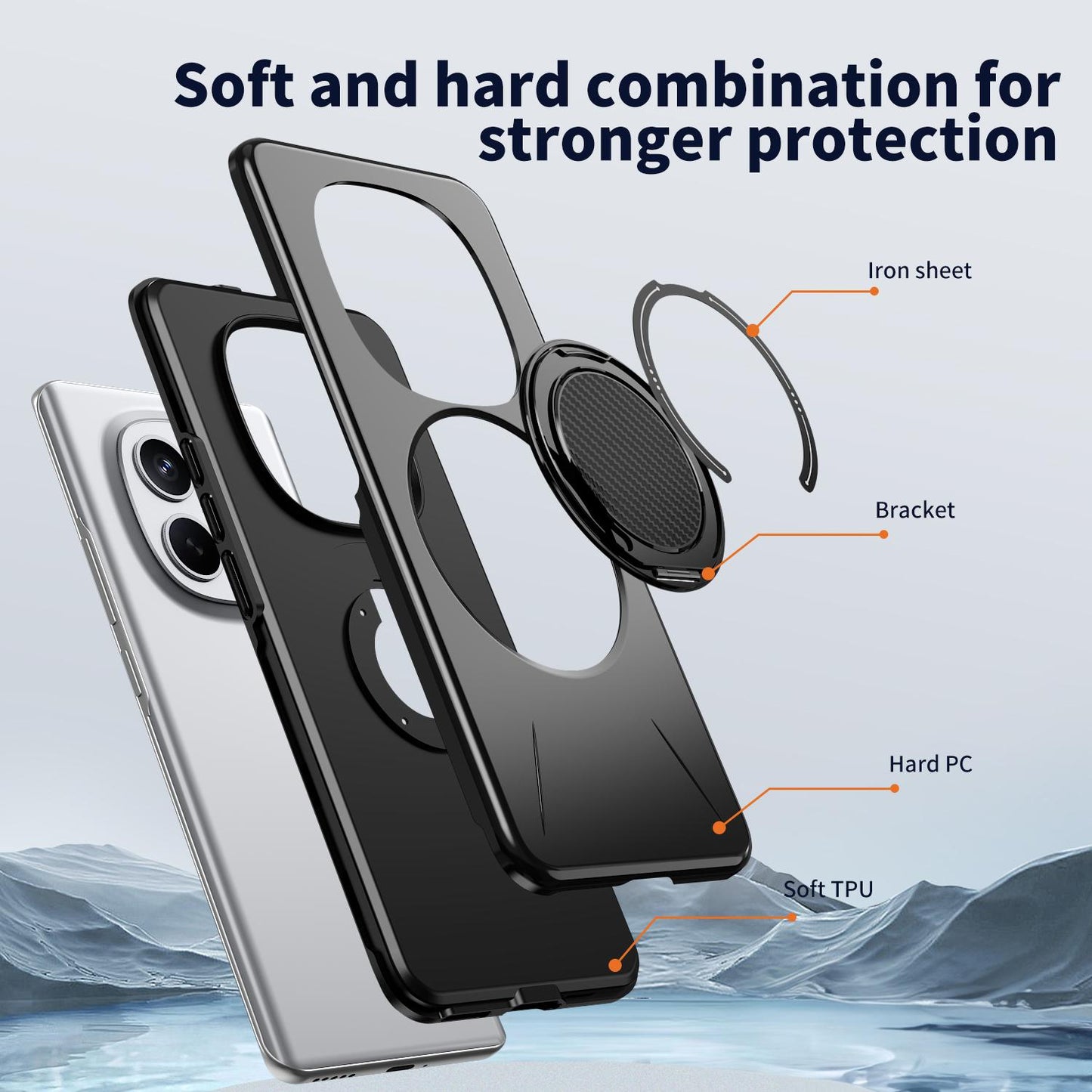 For Redmi Note15 Pro 4G Global 163.2mm Kalebol Magnetic MagSafe Rotation Holder PC Phone Case(Black)