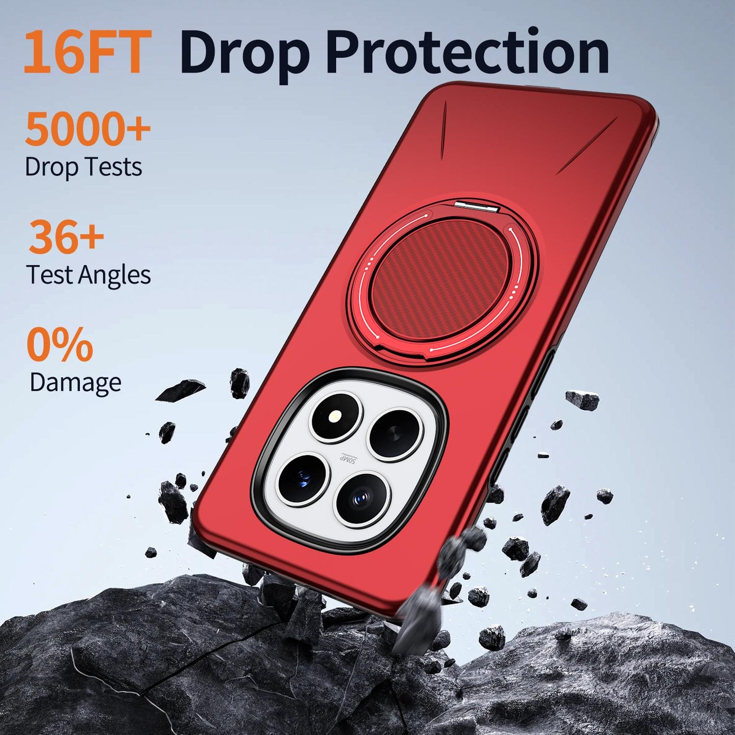 For Redmi Note15 Pro 4G Global 163.2mm Kalebol Magnetic MagSafe Rotation Holder PC Phone Case(Red)