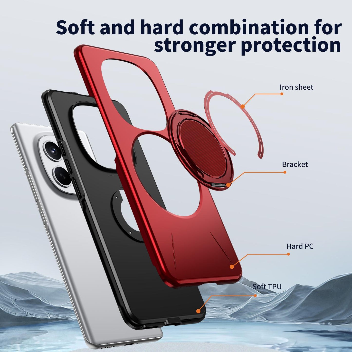 For Redmi Note15 Pro 4G Global 163.2mm Kalebol Magnetic MagSafe Rotation Holder PC Phone Case(Red)