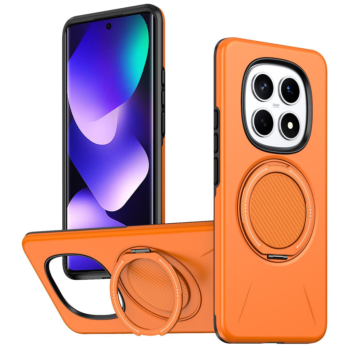 For Redmi Note15 Pro 4G Global 163.2mm Kalebol Magnetic MagSafe Rotation Holder PC Phone Case - Orange - SYA003124206C
