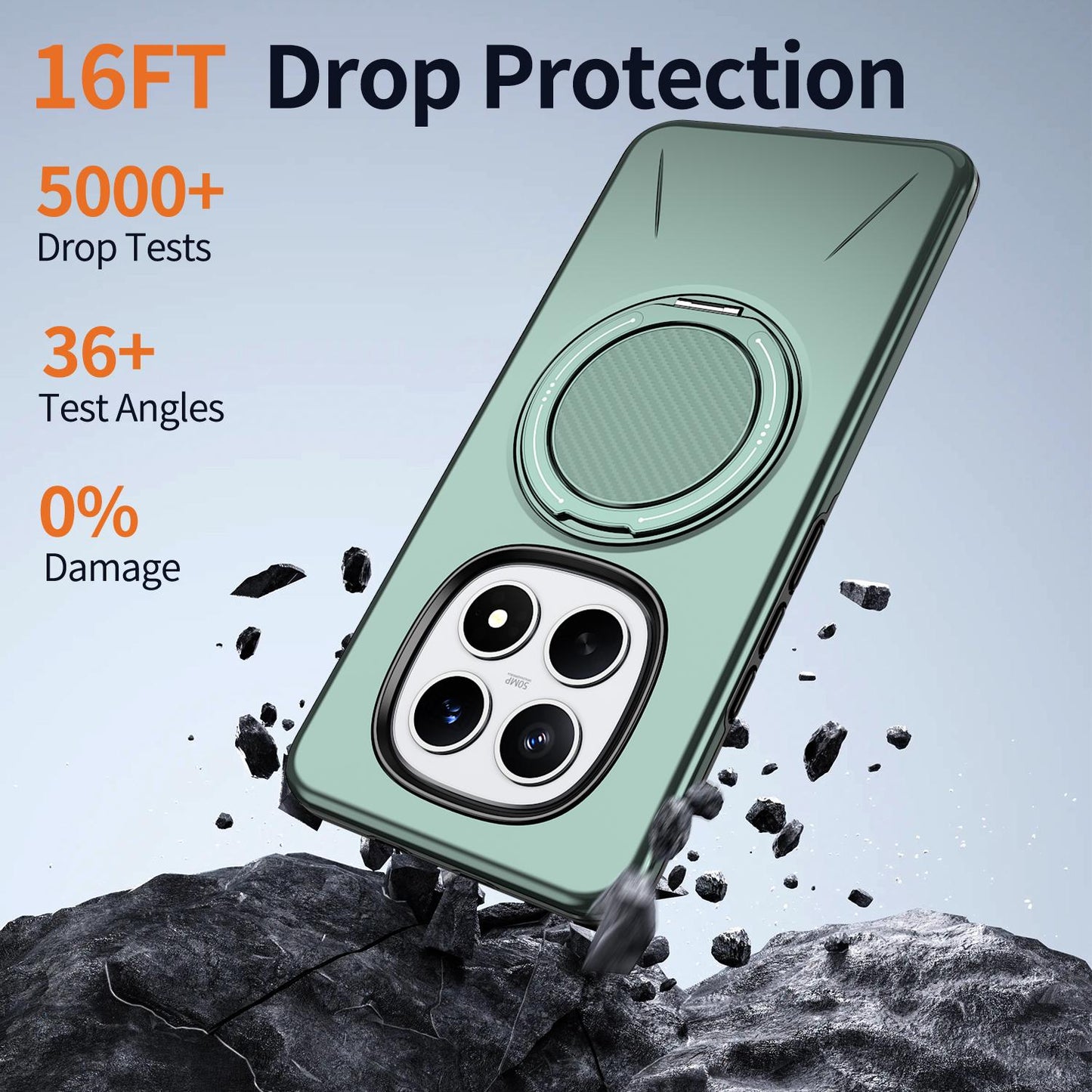 For Redmi Note15 Pro 4G Global 163.2mm Kalebol Magnetic MagSafe Rotation Holder PC Phone Case(Grey Green)