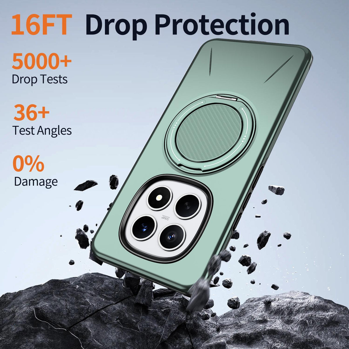 For Redmi Note15 Pro 4G Global 163.2mm Kalebol Magnetic MagSafe Rotation Holder PC Phone Case - Grey Green - SYA003124206D