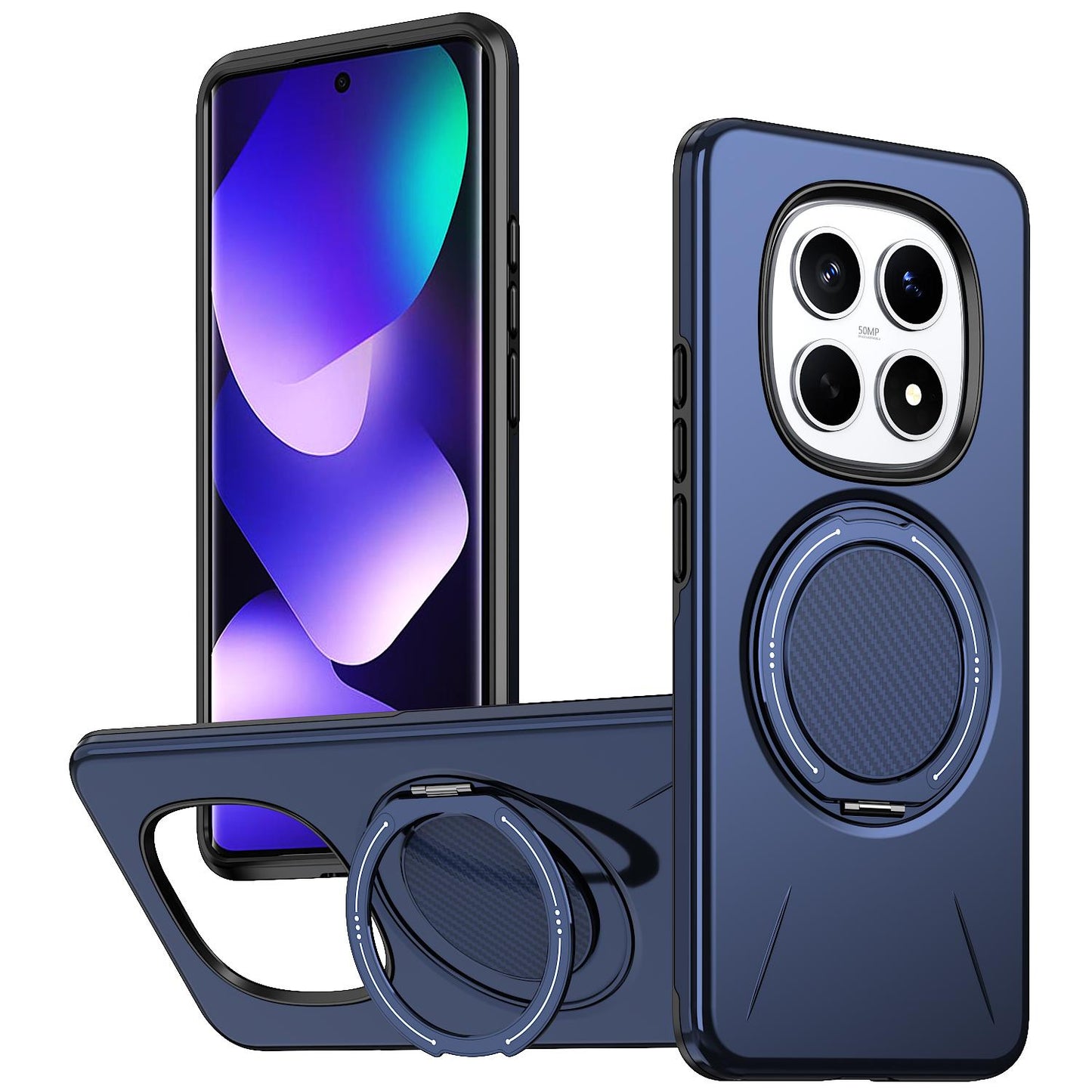 For Redmi Note15 Pro 4G Global 163.2mm Kalebol Magnetic MagSafe Rotation Holder PC Phone Case(Blue)