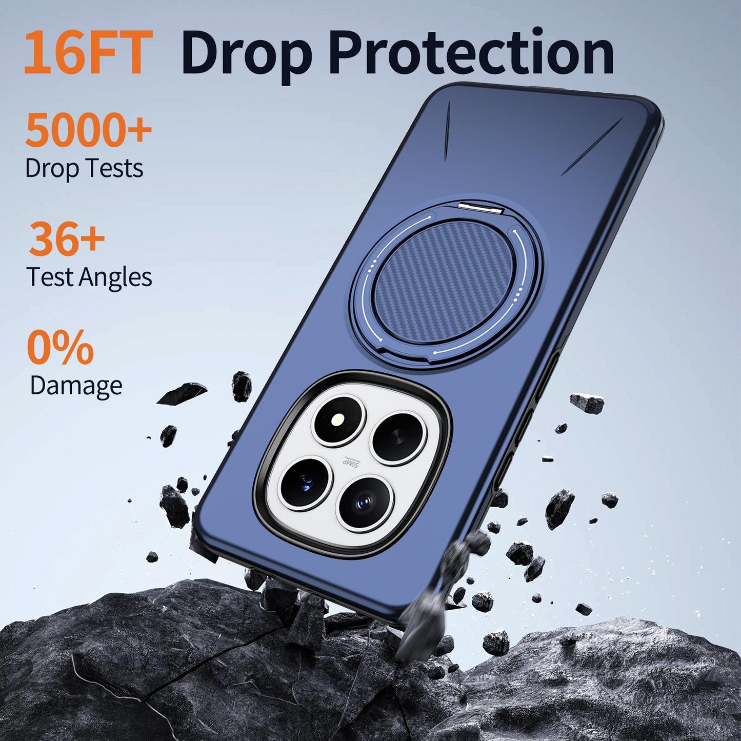 For Redmi Note15 Pro 4G Global 163.2mm Kalebol Magnetic MagSafe Rotation Holder PC Phone Case(Blue)
