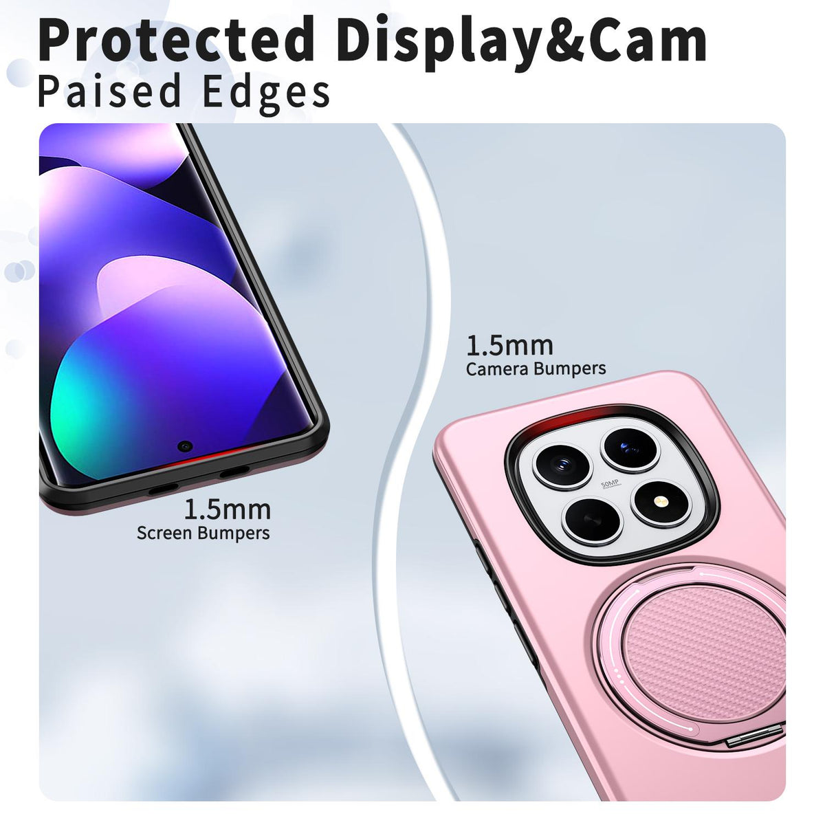 For Redmi Note15 Pro 4G Global 163.2mm Kalebol Magnetic MagSafe Rotation Holder PC Phone Case - Pink - SYA003124206F