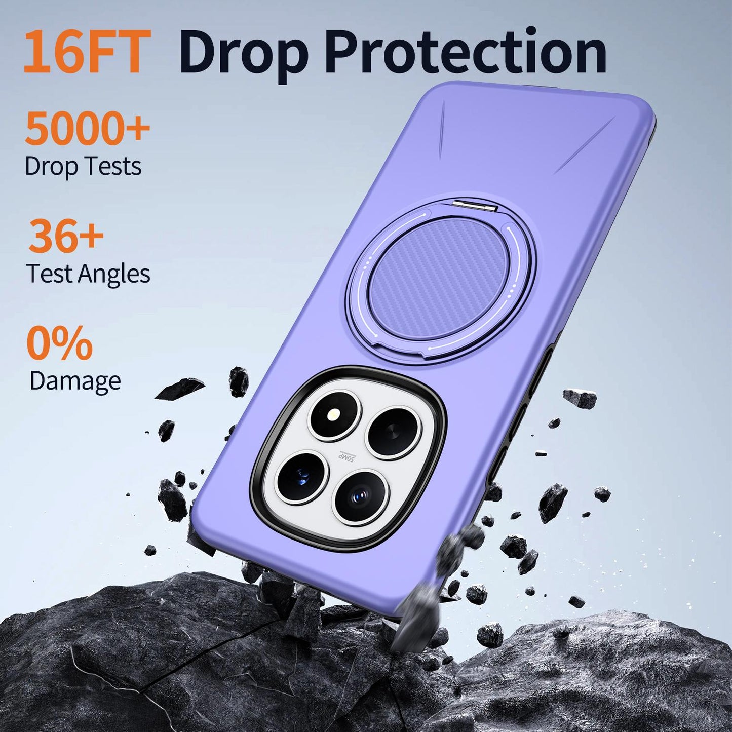 For Redmi Note15 Pro 4G Global 163.2mm Kalebol Magnetic MagSafe Rotation Holder PC Phone Case(Lilac)