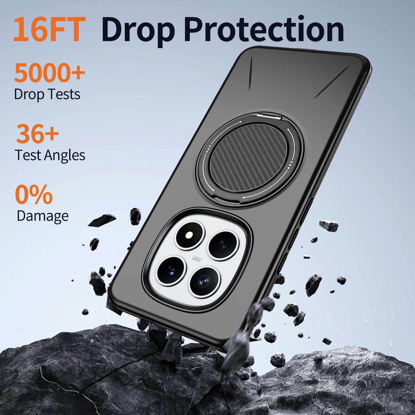 For Redmi Note15 4G / 5G Global 164mm Kalebol Magnetic MagSafe Rotation Holder PC Phone Case(Black)