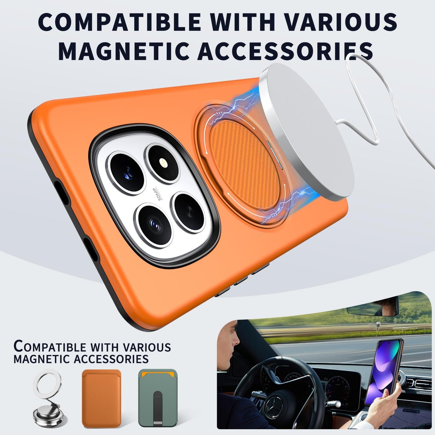 For Redmi Note15 4G / 5G Global 164mm Kalebol Magnetic MagSafe Rotation Holder PC Phone Case(Orange)