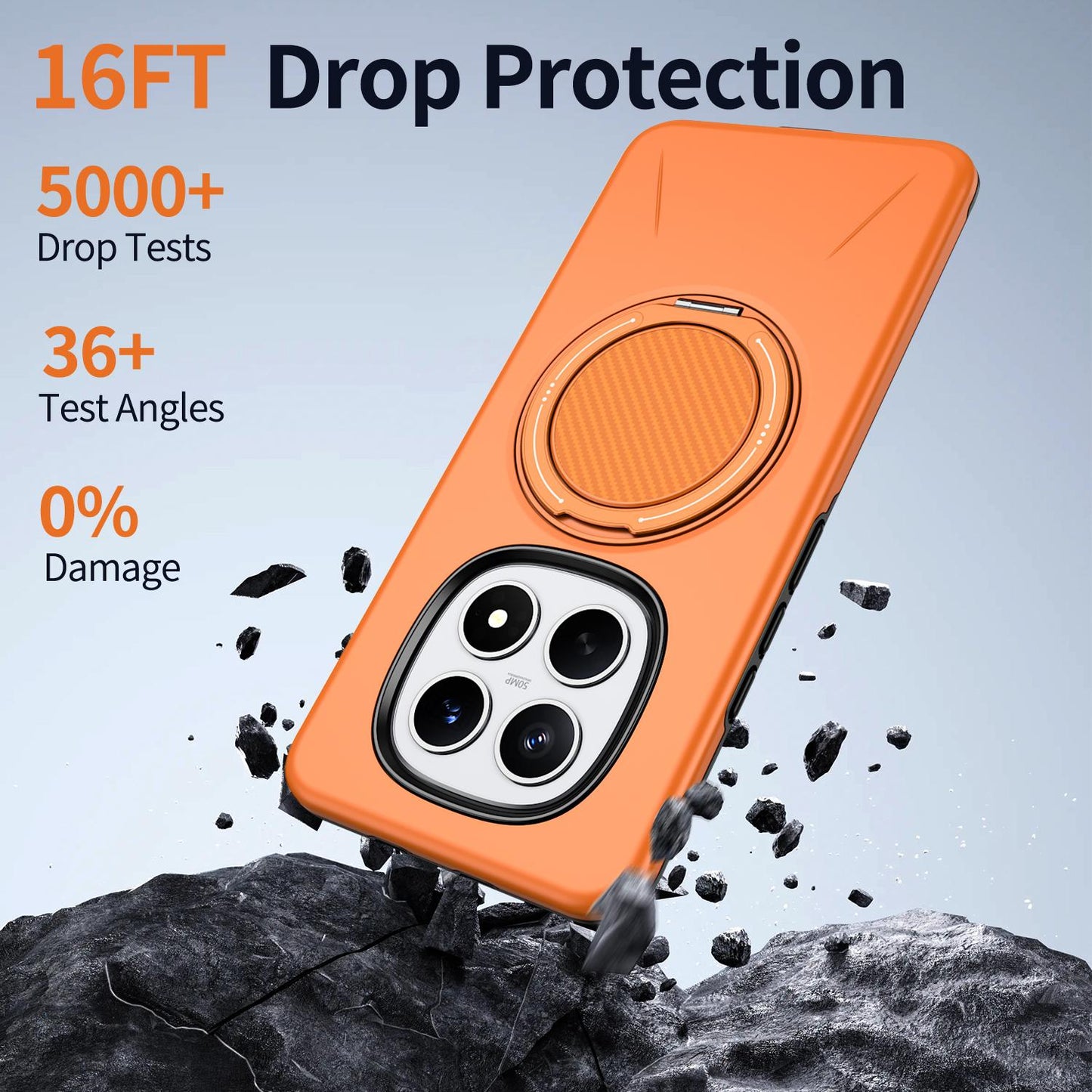 For Redmi Note15 4G / 5G Global 164mm Kalebol Magnetic MagSafe Rotation Holder PC Phone Case(Orange)