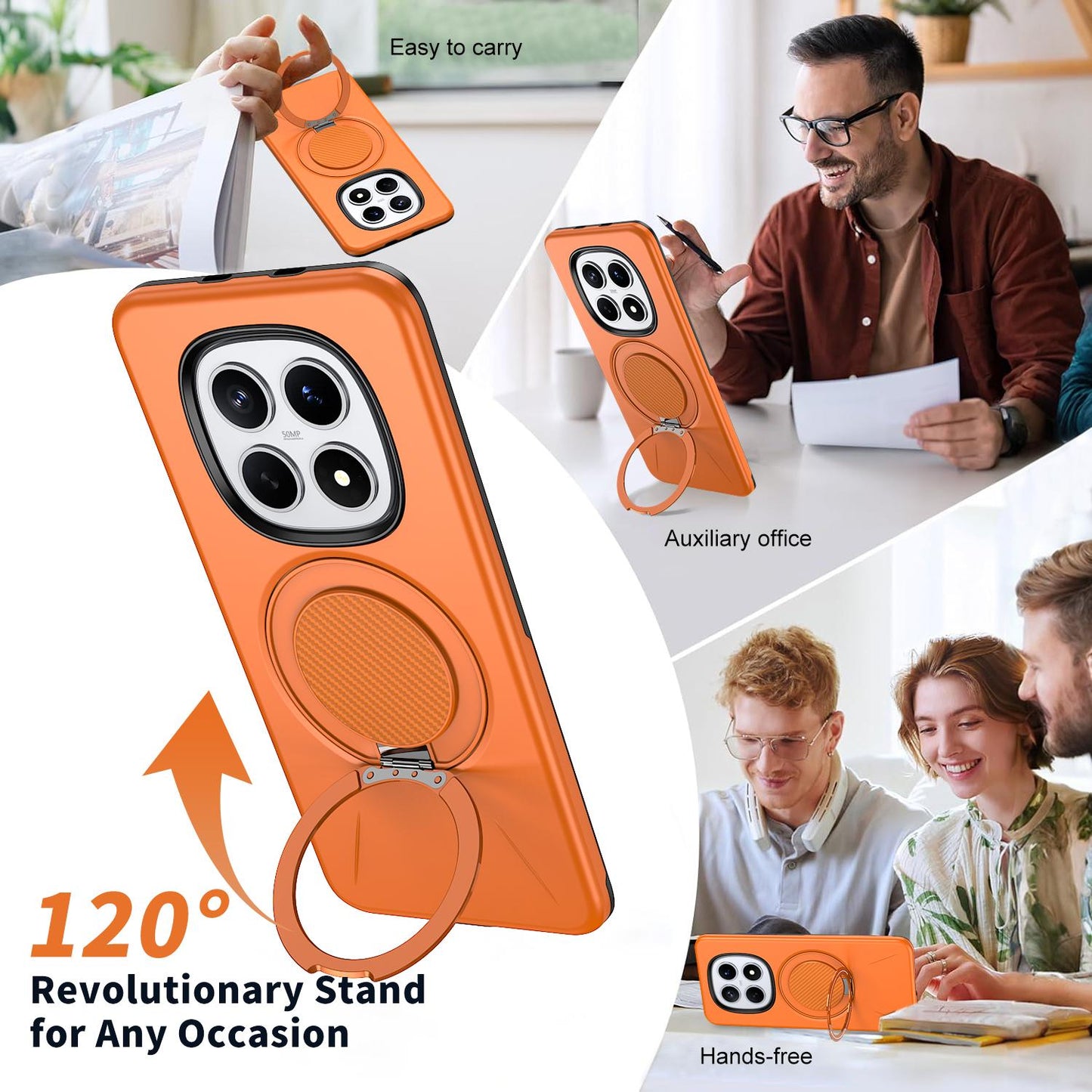 For Redmi Note15 4G / 5G Global 164mm Kalebol Magnetic MagSafe Rotation Holder PC Phone Case(Orange)
