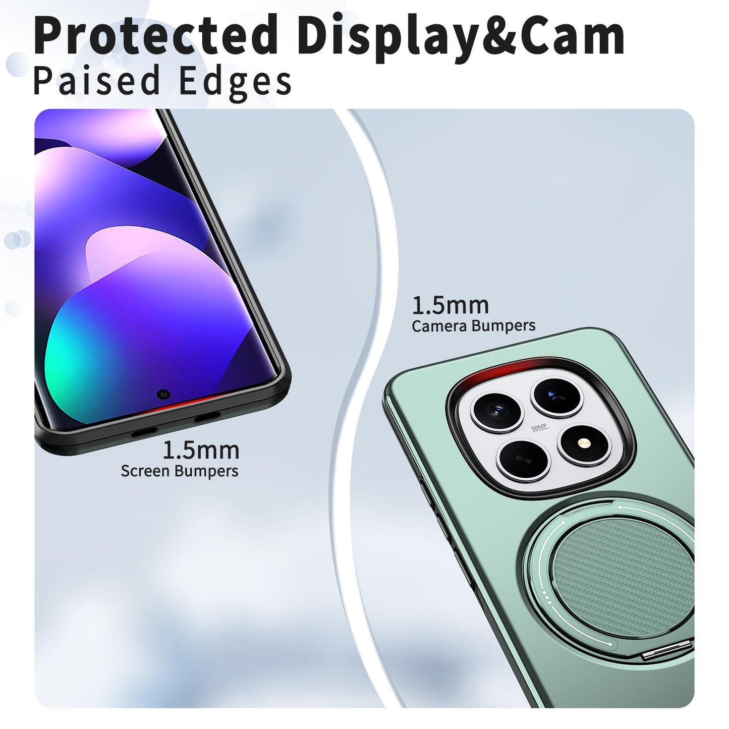 For Redmi Note15 4G / 5G Global 164mm Kalebol Magnetic MagSafe Rotation Holder PC Phone Case(Grey Green)