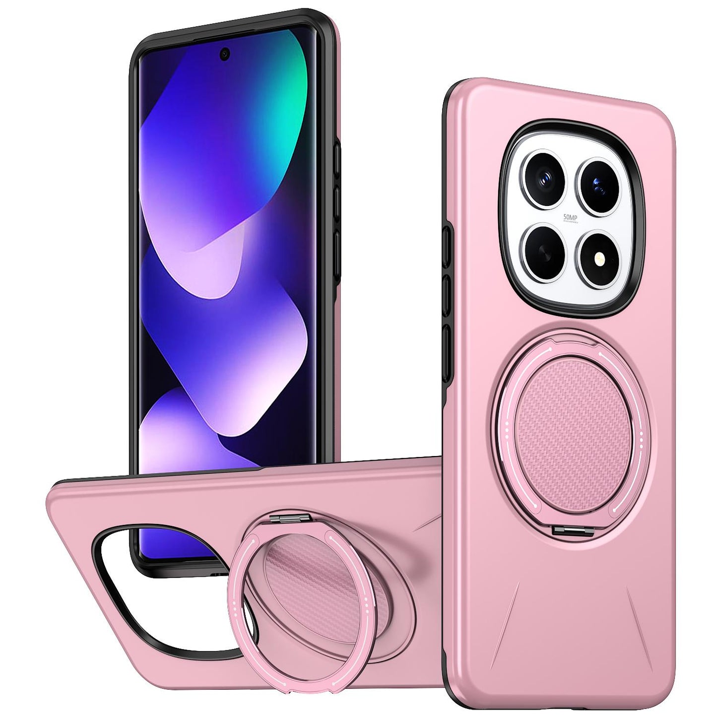 For Redmi Note15 4G / 5G Global 164mm Kalebol Magnetic MagSafe Rotation Holder PC Phone Case(Pink)