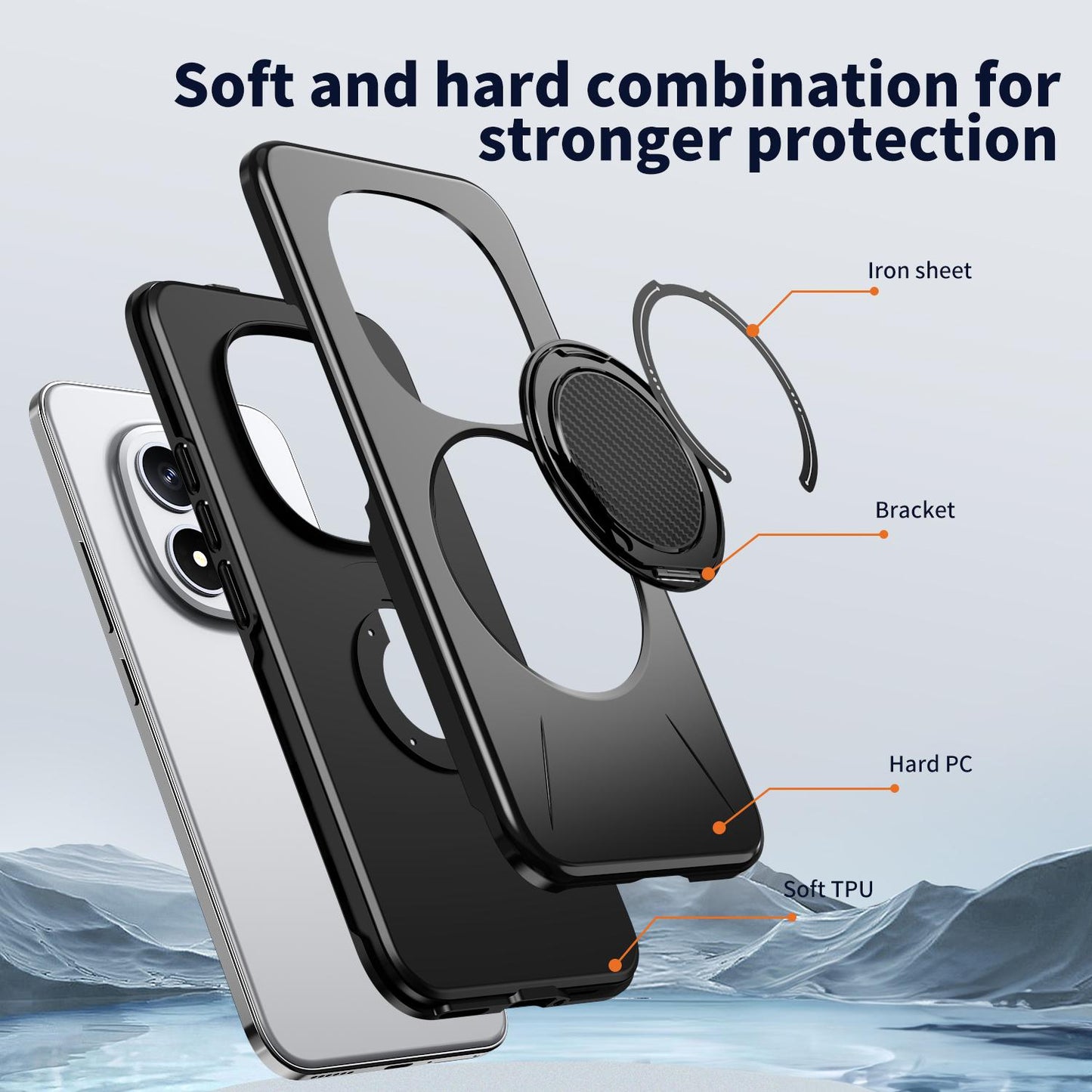 For Redmi Note15 Pro+ 5G Global 163.3mm Kalebol Magnetic MagSafe Rotation Holder PC Phone Case(Black)