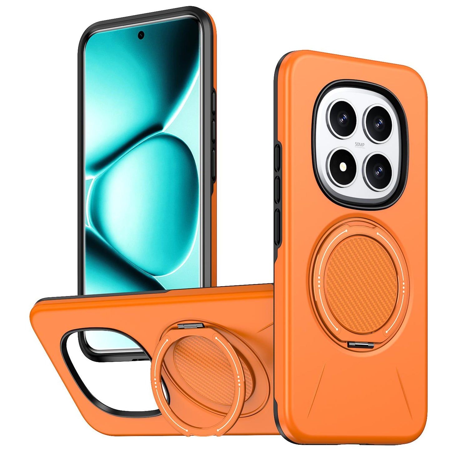 For Redmi Note15 Pro+ 5G Global 163.3mm Kalebol Magnetic MagSafe Rotation Holder PC Phone Case(Orange)