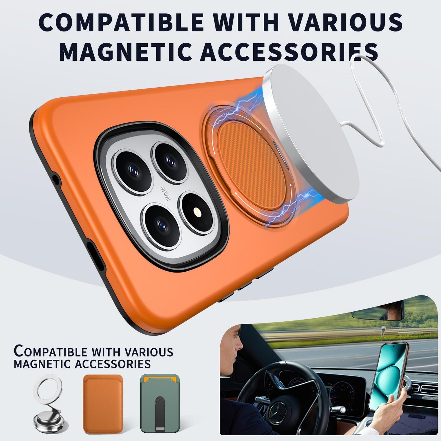 For Redmi Note15 Pro+ 5G Global 163.3mm Kalebol Magnetic MagSafe Rotation Holder PC Phone Case(Orange)