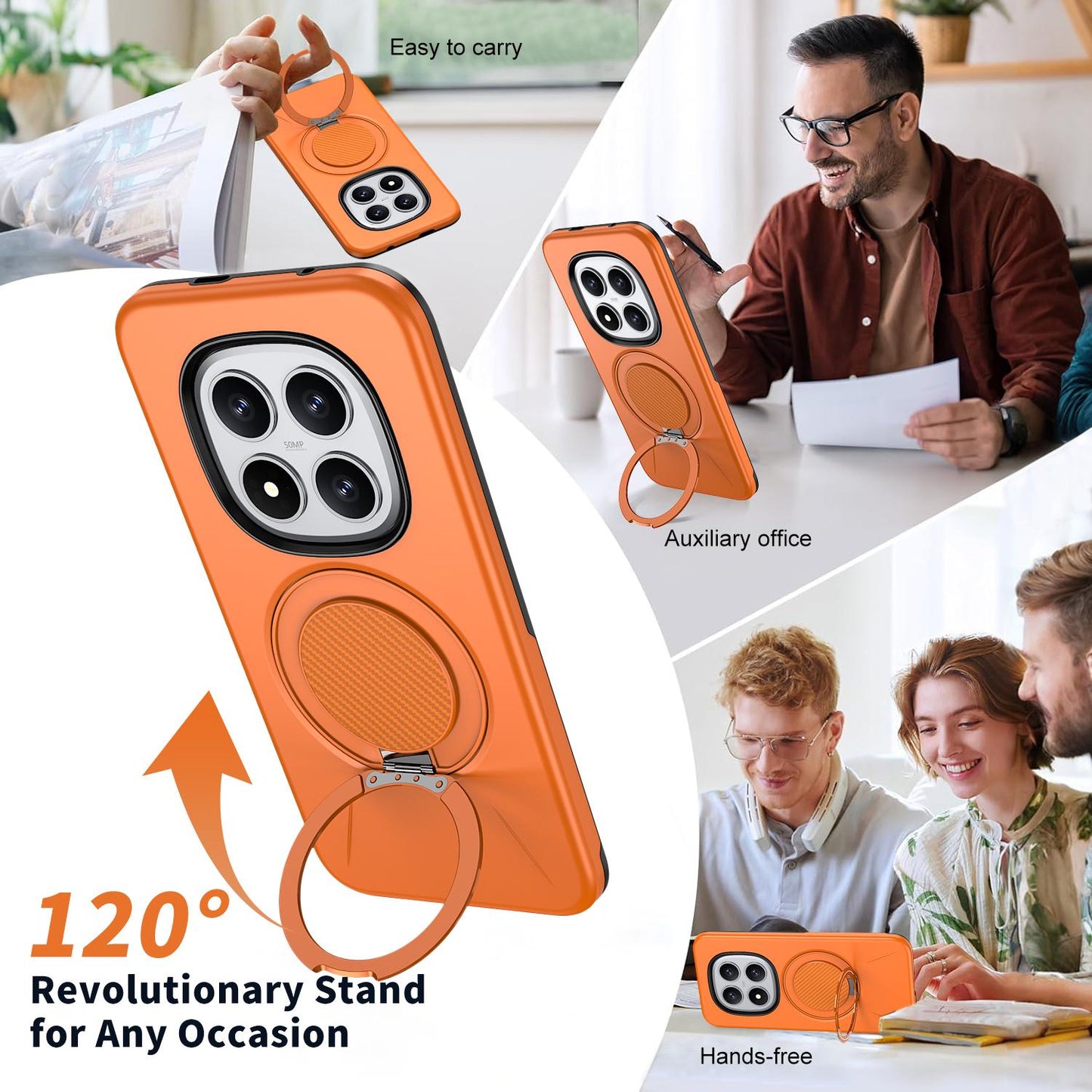 For Redmi Note15 Pro+ 5G Global 163.3mm Kalebol Magnetic MagSafe Rotation Holder PC Phone Case(Orange)