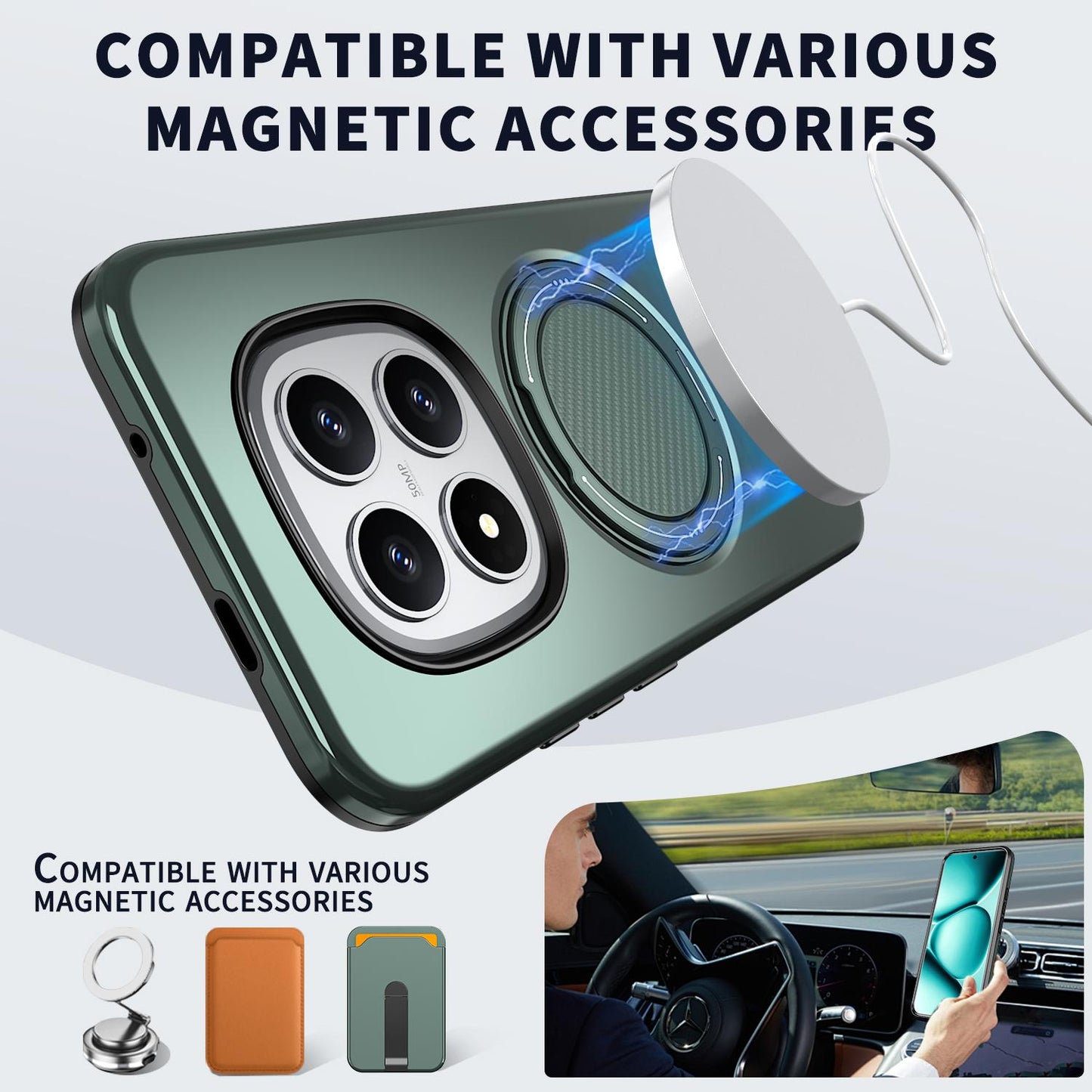 For Redmi Note15 Pro+ 5G Global 163.3mm Kalebol Magnetic MagSafe Rotation Holder PC Phone Case(Grey Green)