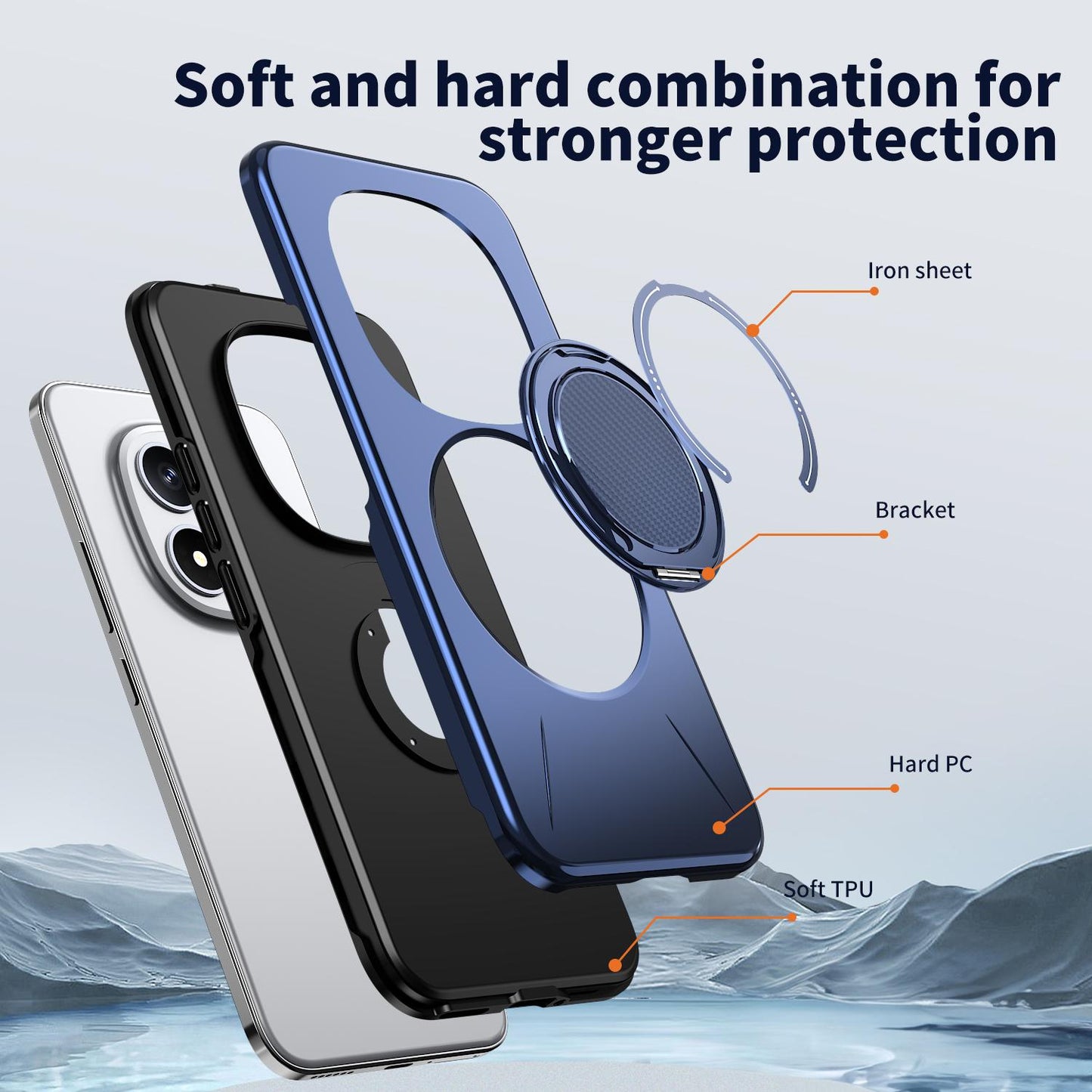 For Redmi Note15 Pro+ 5G Global 163.3mm Kalebol Magnetic MagSafe Rotation Holder PC Phone Case(Blue)