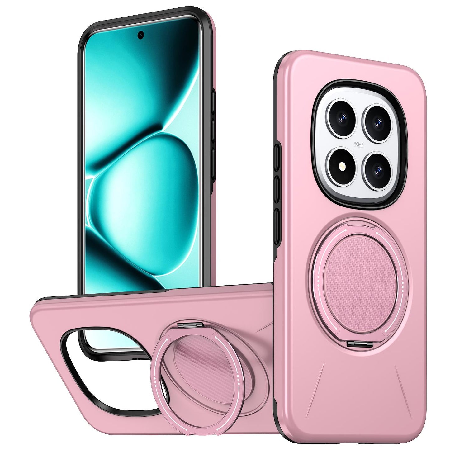 For Redmi Note15 Pro+ 5G Global 163.3mm Kalebol Magnetic MagSafe Rotation Holder PC Phone Case(Pink)