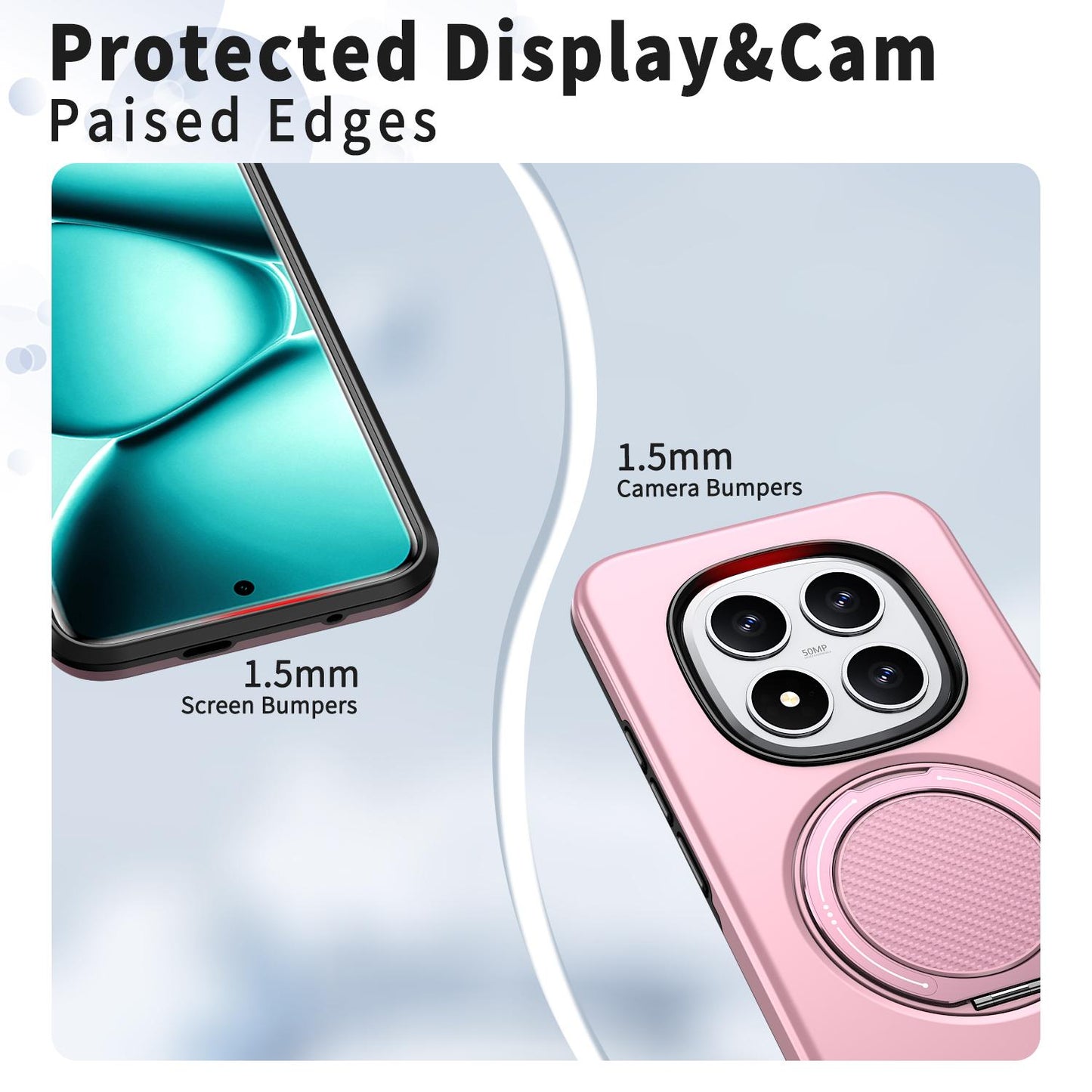 For Redmi Note15 Pro+ 5G Global 163.3mm Kalebol Magnetic MagSafe Rotation Holder PC Phone Case(Pink)