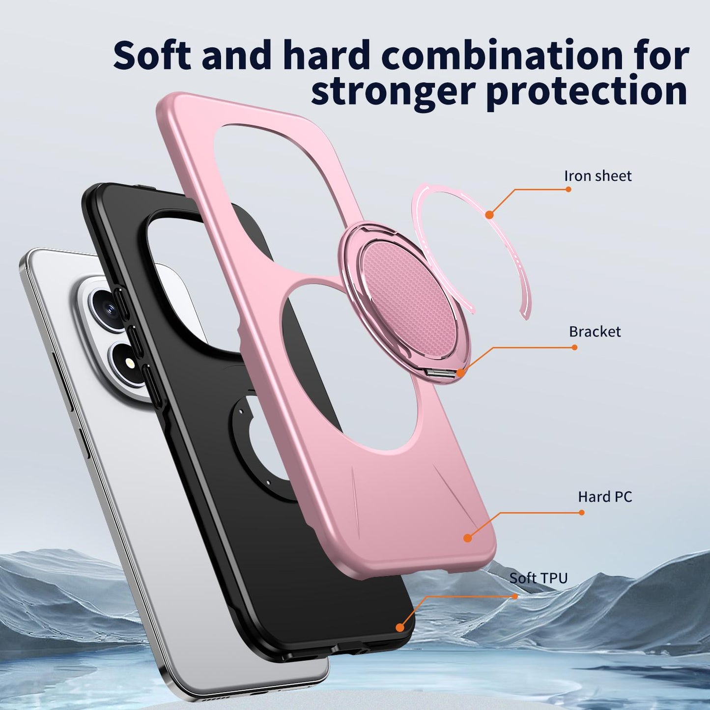 For Redmi Note15 Pro+ 5G Global 163.3mm Kalebol Magnetic MagSafe Rotation Holder PC Phone Case(Pink)