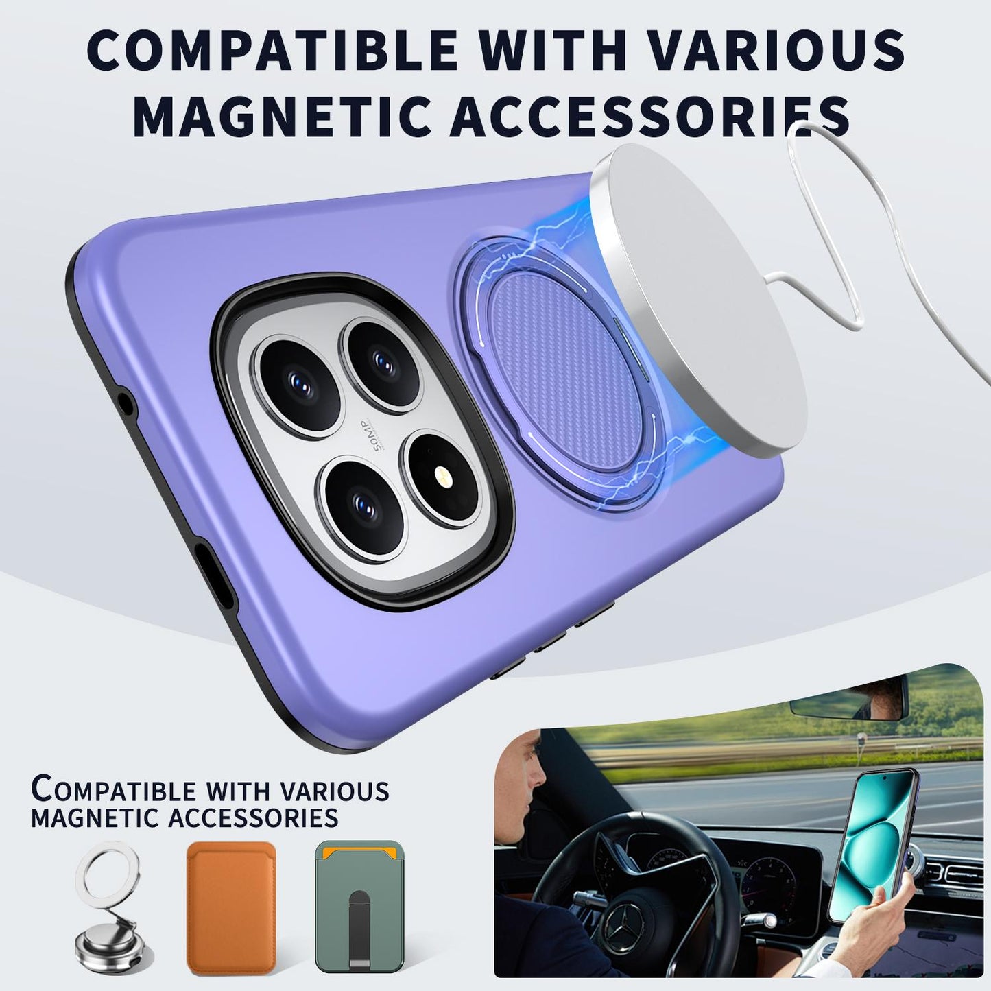 For Redmi Note15 Pro+ 5G Global 163.3mm Kalebol Magnetic MagSafe Rotation Holder PC Phone Case(Lilac)