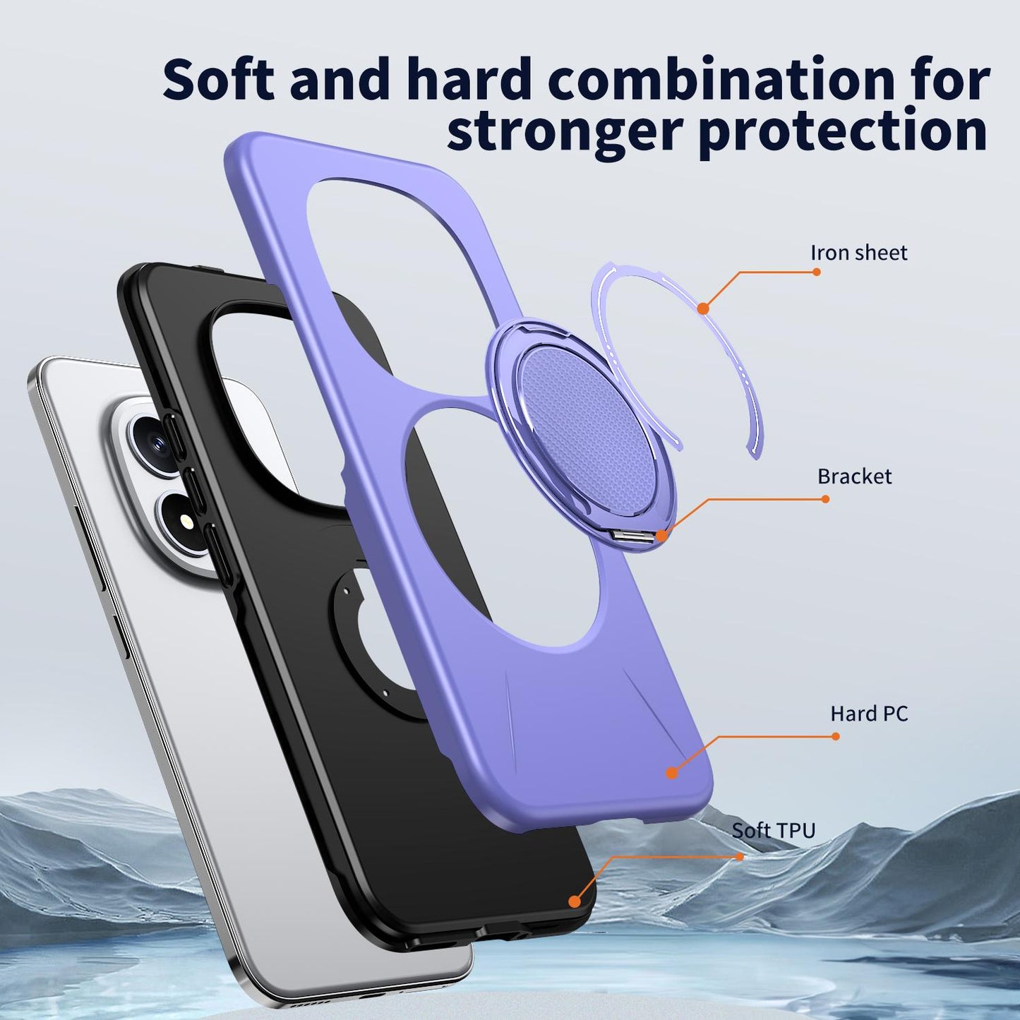For Redmi Note15 Pro+ 5G Global 163.3mm Kalebol Magnetic MagSafe Rotation Holder PC Phone Case(Lilac)