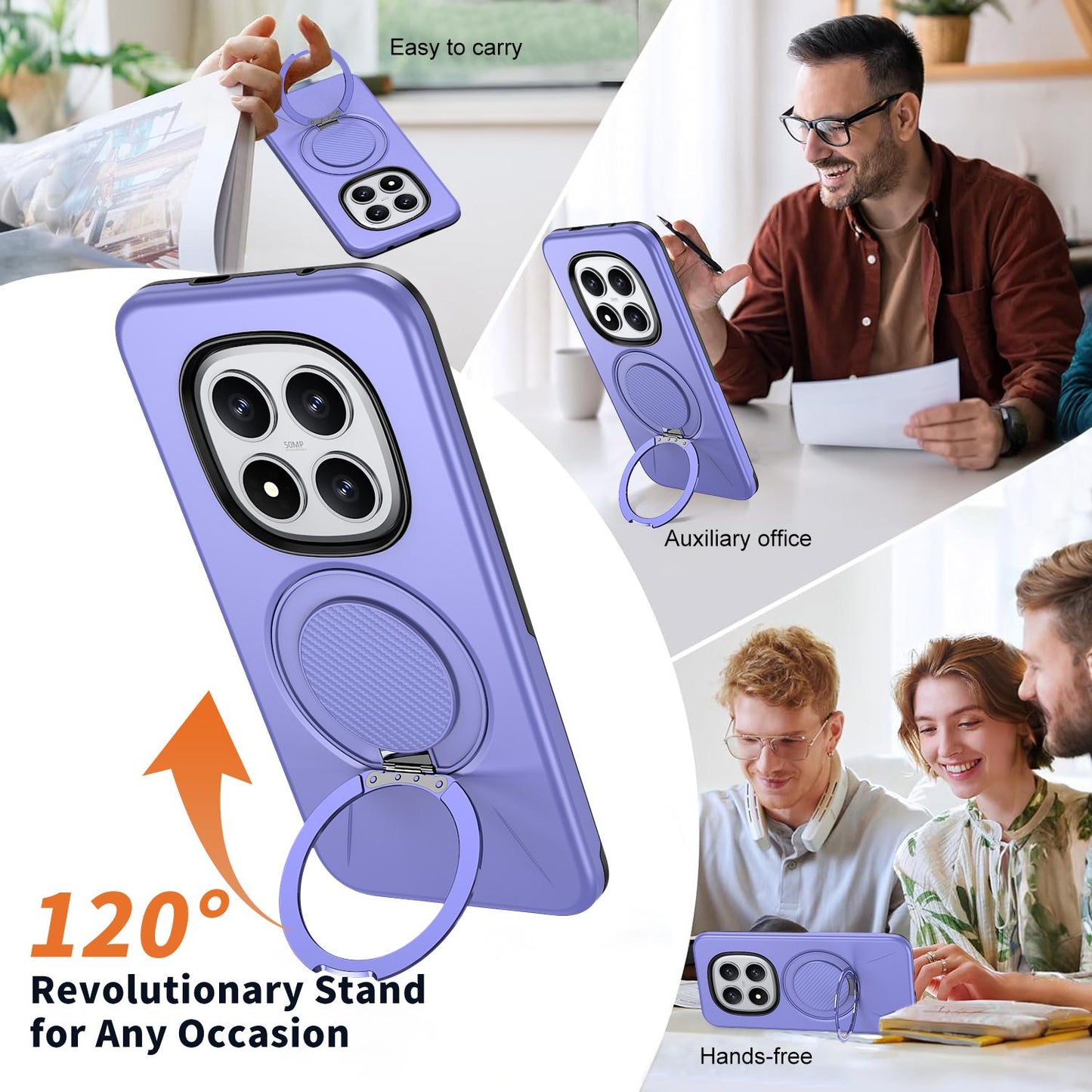 For Redmi Note15 Pro+ 5G Global 163.3mm Kalebol Magnetic MagSafe Rotation Holder PC Phone Case(Lilac)
