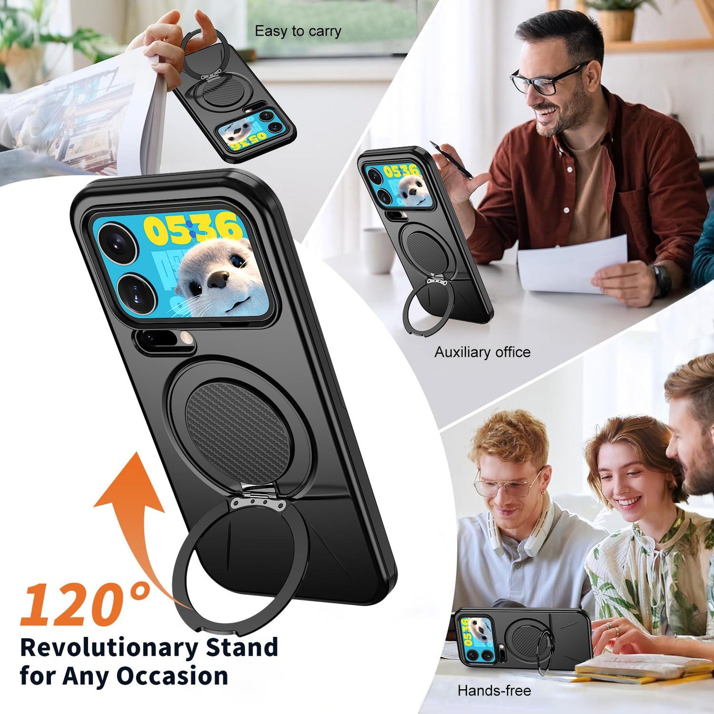 For Xiaomi 17 Pro Max Kalebol Magnetic MagSafe Rotation Holder PC Phone Case(Black)