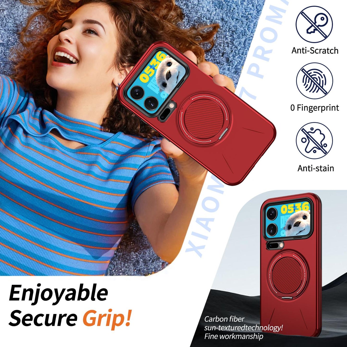 For Xiaomi 17 Pro Max Kalebol Magnetic MagSafe Rotation Holder PC Phone Case(Red)