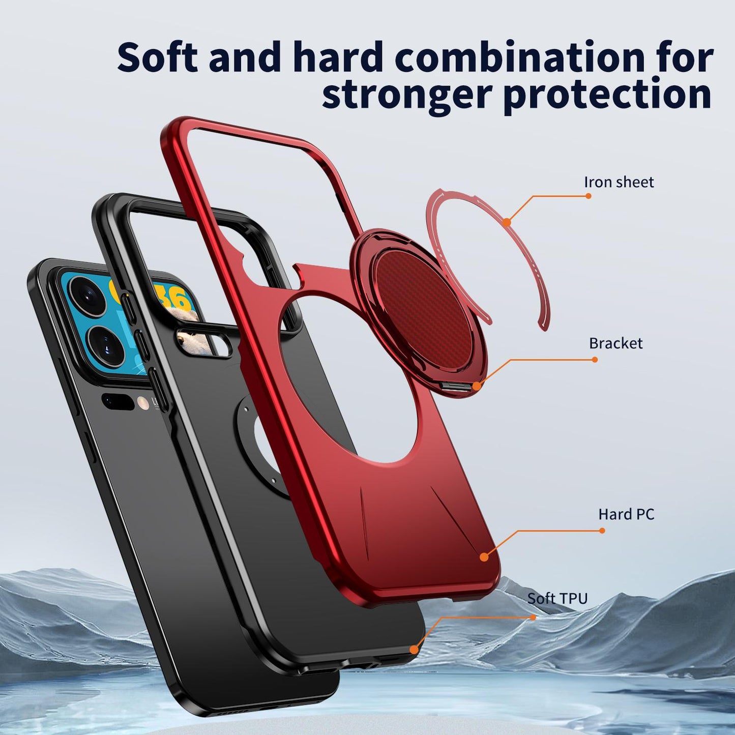 For Xiaomi 17 Pro Max Kalebol Magnetic MagSafe Rotation Holder PC Phone Case(Red)