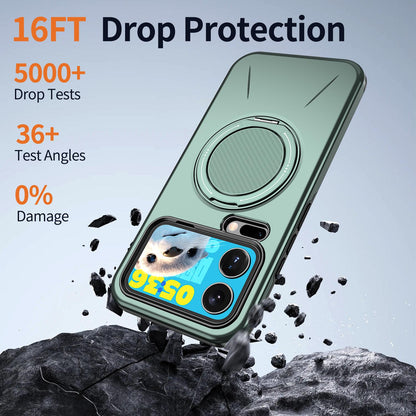 For Xiaomi 17 Pro Max Kalebol Magnetic MagSafe Rotation Holder PC Phone Case(Grey Green)