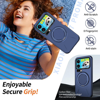 For Xiaomi 17 Pro Max Kalebol Magnetic MagSafe Rotation Holder PC Phone Case(Blue)
