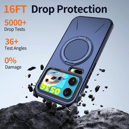 For Xiaomi 17 Pro Max Kalebol Magnetic MagSafe Rotation Holder PC Phone Case(Blue)