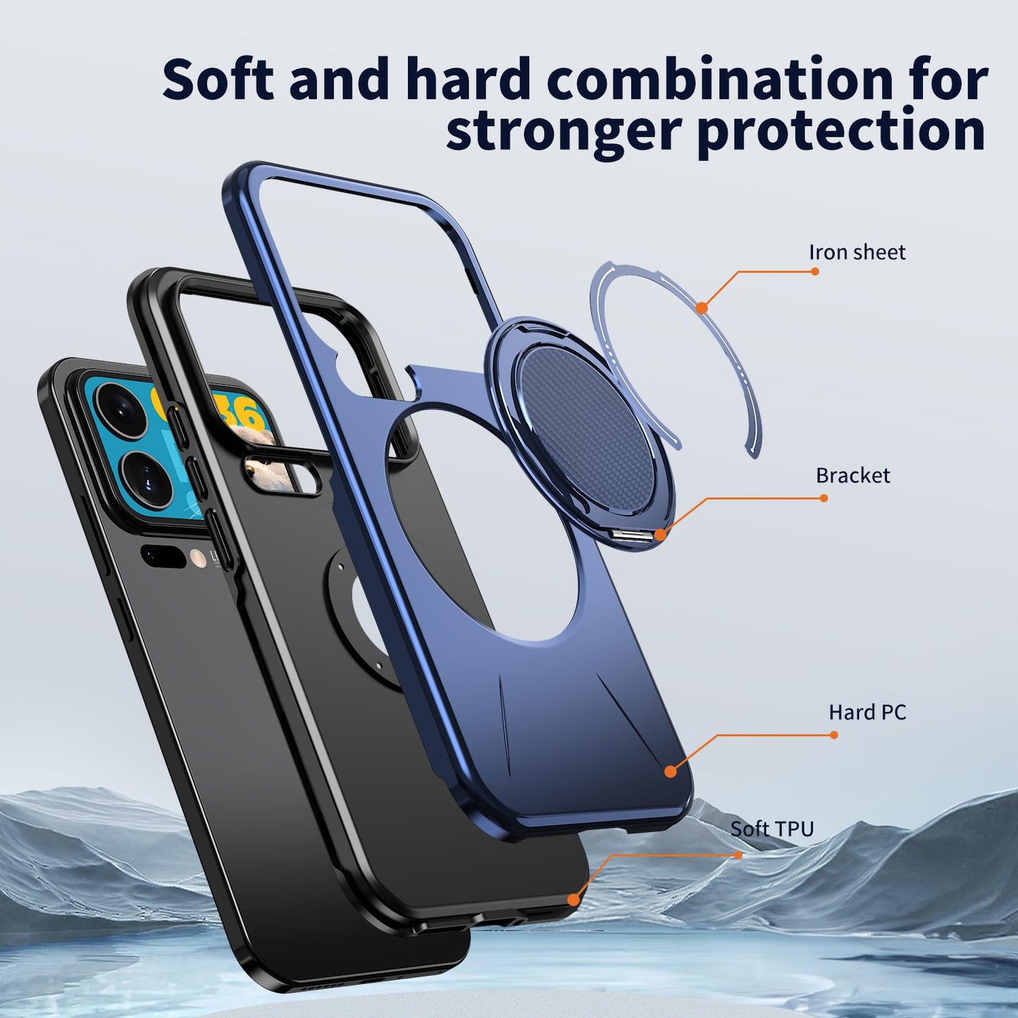 For Xiaomi 17 Pro Max Kalebol Magnetic MagSafe Rotation Holder PC Phone Case(Blue)