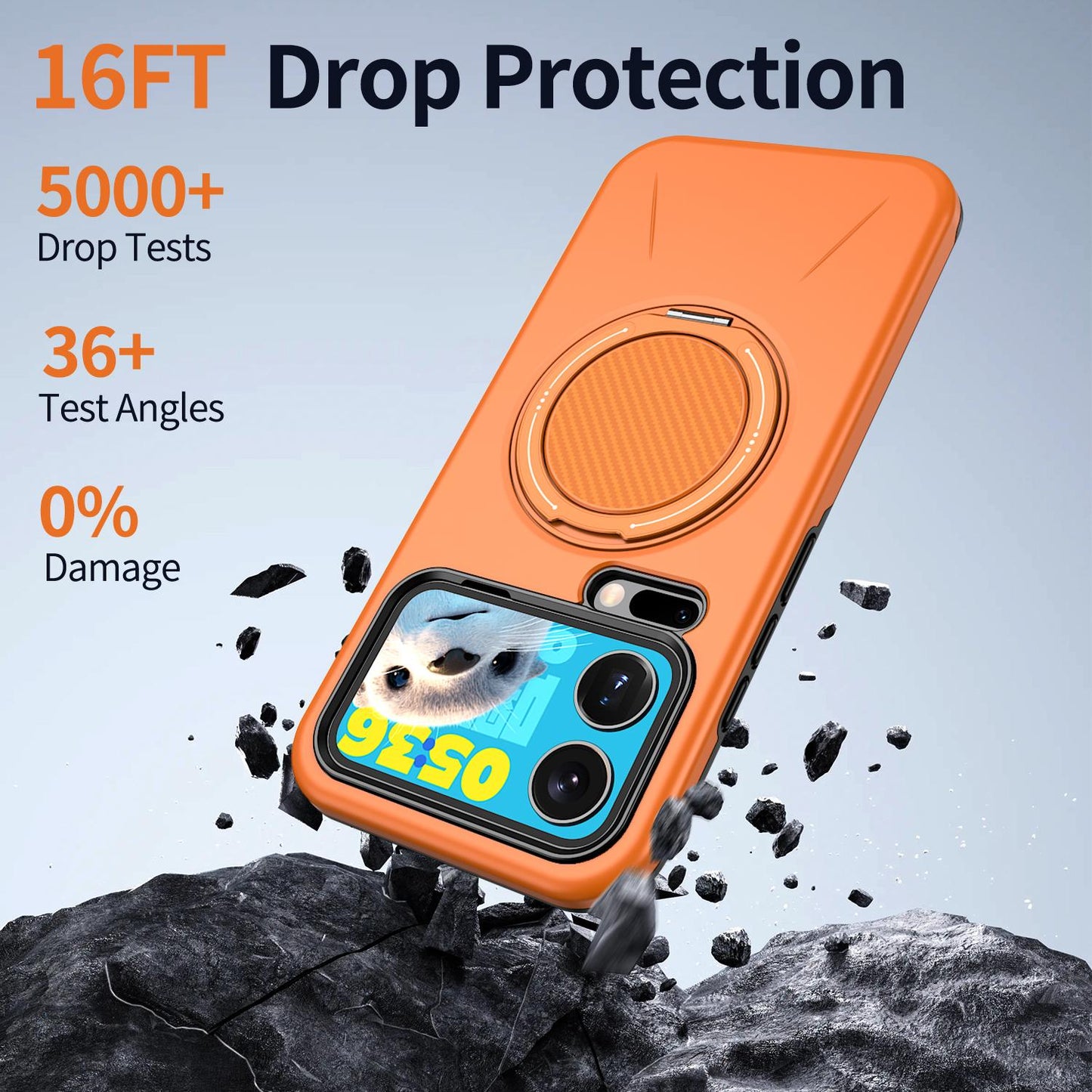 For Xiaomi 17 Pro Kalebol Magnetic MagSafe Rotation Holder PC Phone Case(Orange)