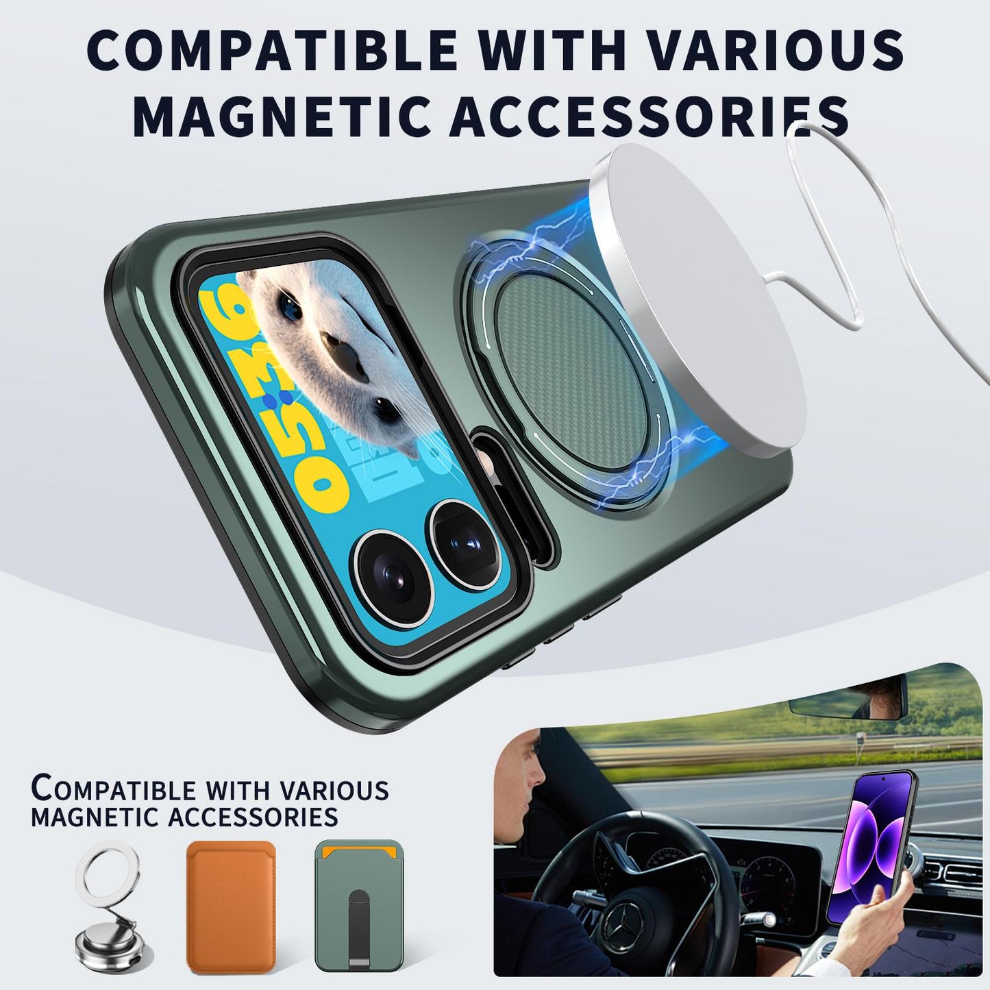 For Xiaomi 17 Pro Kalebol Magnetic MagSafe Rotation Holder PC Phone Case(Grey Green)