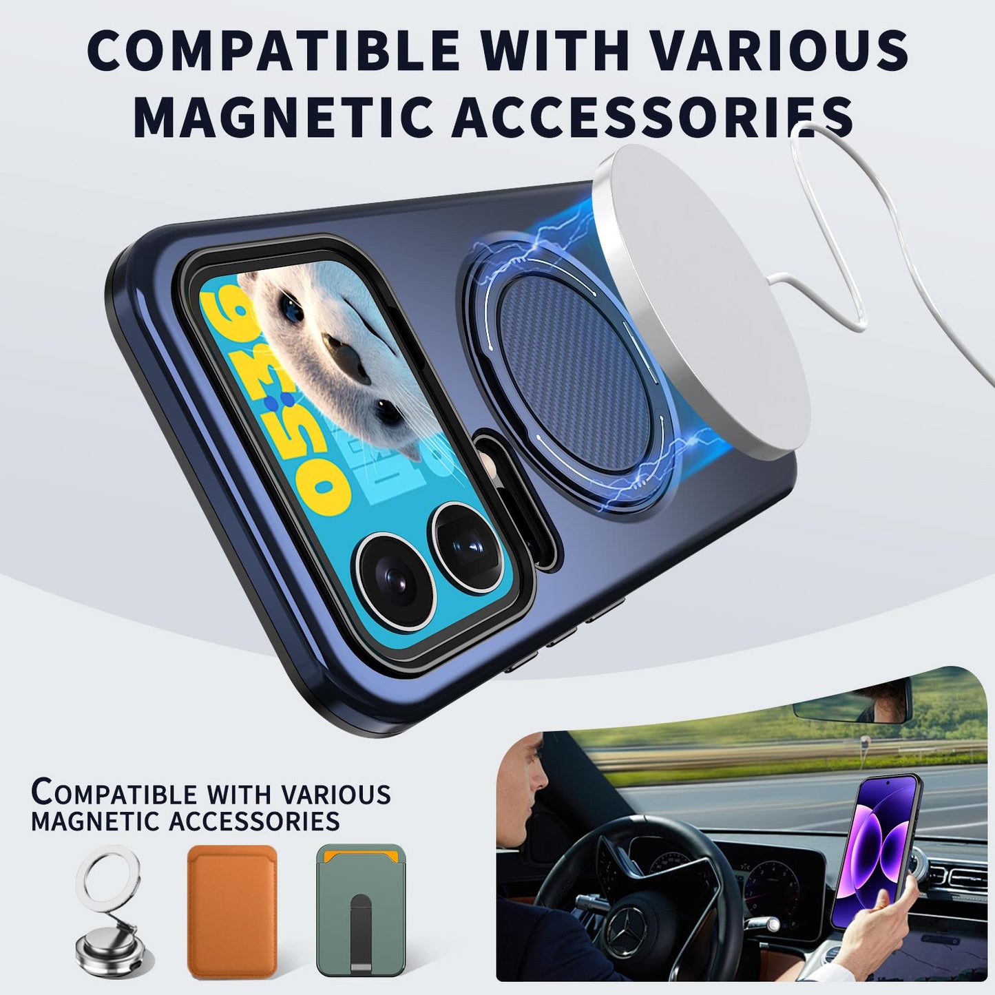 For Xiaomi 17 Pro Kalebol Magnetic MagSafe Rotation Holder PC Phone Case(Blue)