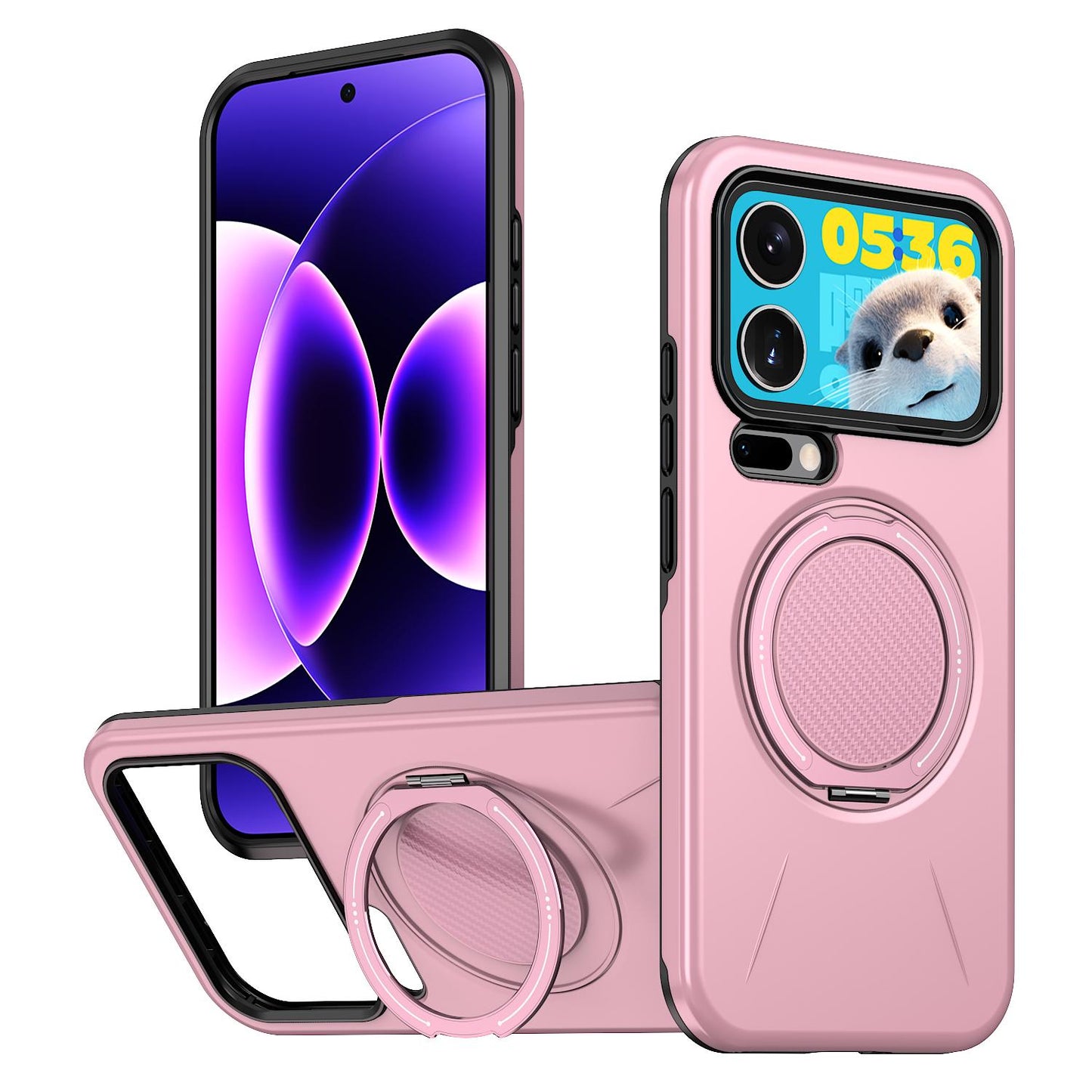 For Xiaomi 17 Pro Kalebol Magnetic MagSafe Rotation Holder PC Phone Case(Pink)
