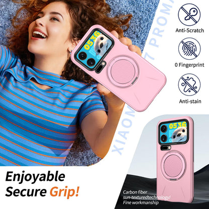 For Xiaomi 17 Pro Kalebol Magnetic MagSafe Rotation Holder PC Phone Case(Pink)