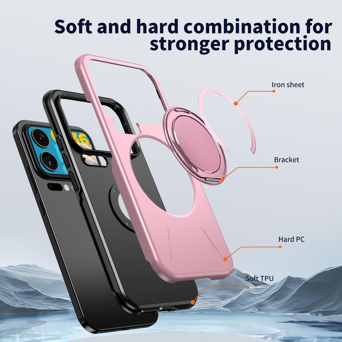 For Xiaomi 17 Pro Kalebol Magnetic MagSafe Rotation Holder PC Phone Case(Pink)