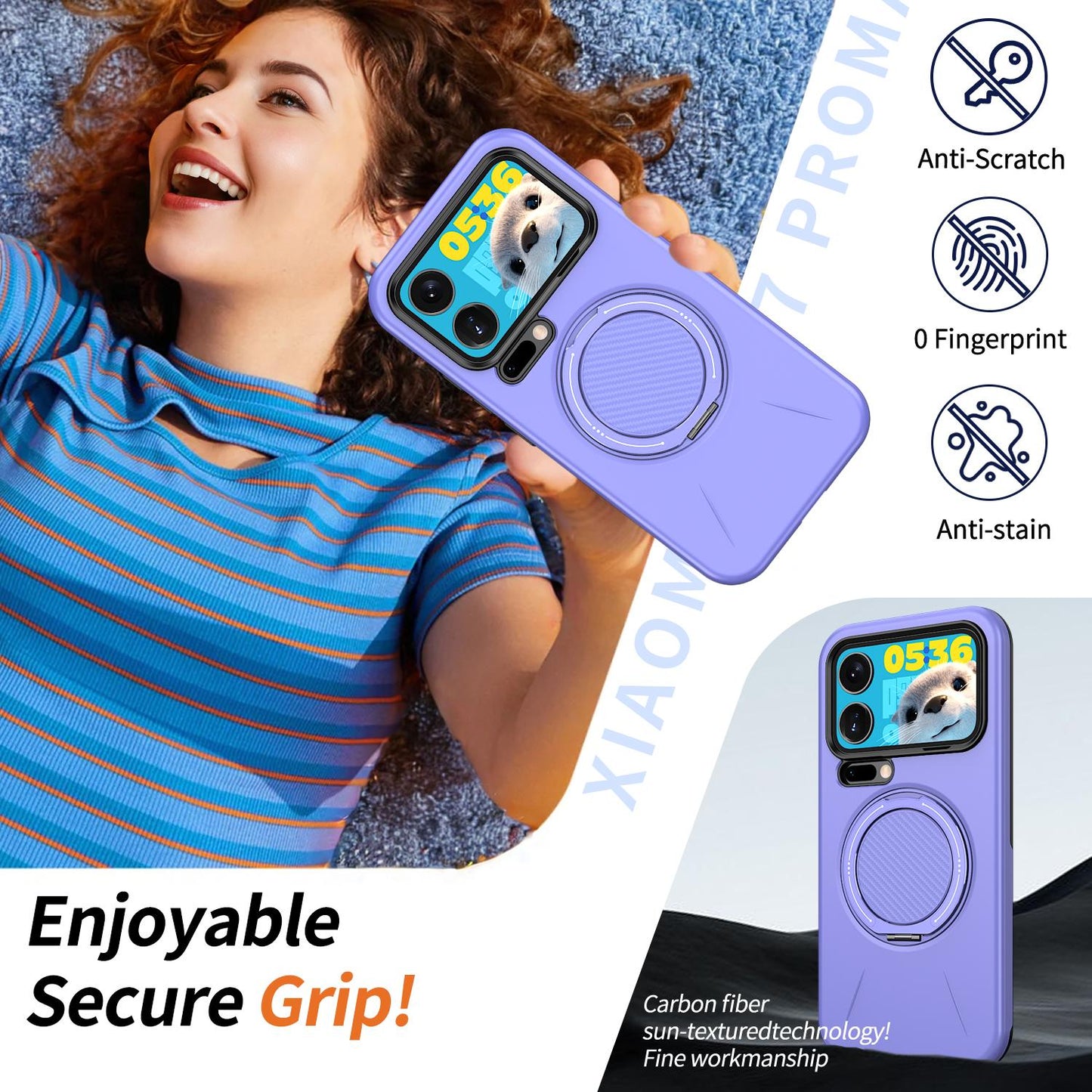 For Xiaomi 17 Pro Kalebol Magnetic MagSafe Rotation Holder PC Phone Case(Lilac)