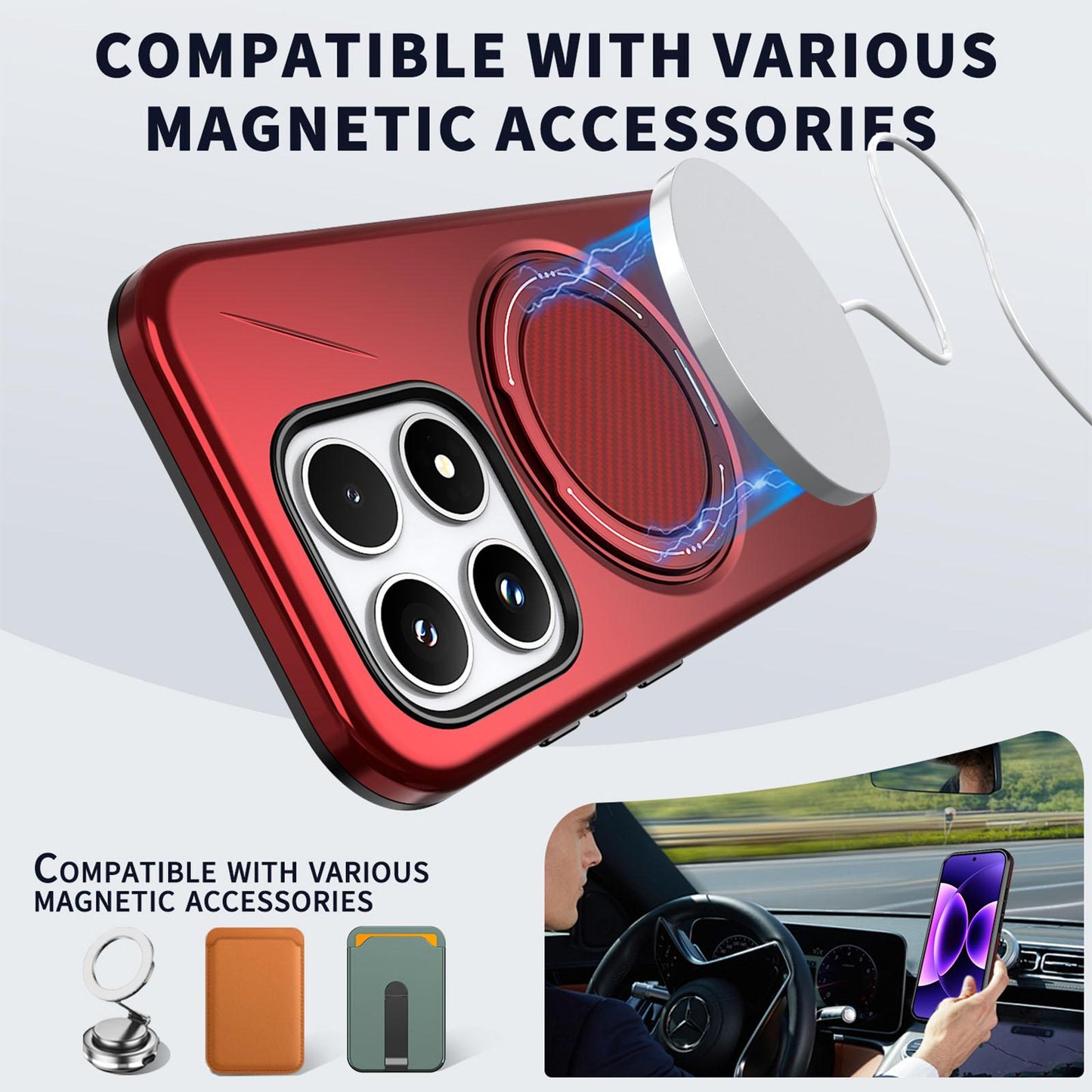 For Xiaomi 17 Kalebol Magnetic MagSafe Rotation Holder PC Phone Case(Red)