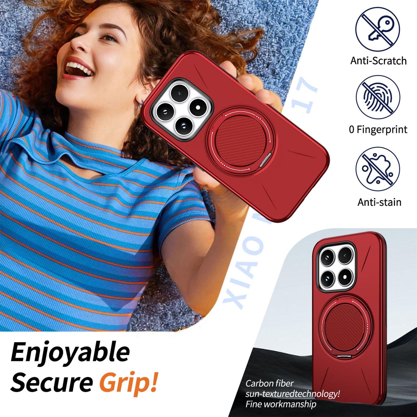 For Xiaomi 17 Kalebol Magnetic MagSafe Rotation Holder PC Phone Case(Red)