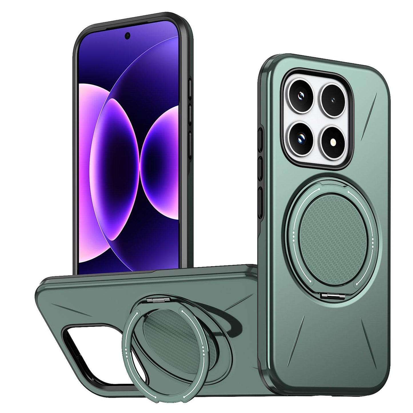 For Xiaomi 17 Kalebol Magnetic MagSafe Rotation Holder PC Phone Case(Grey Green)