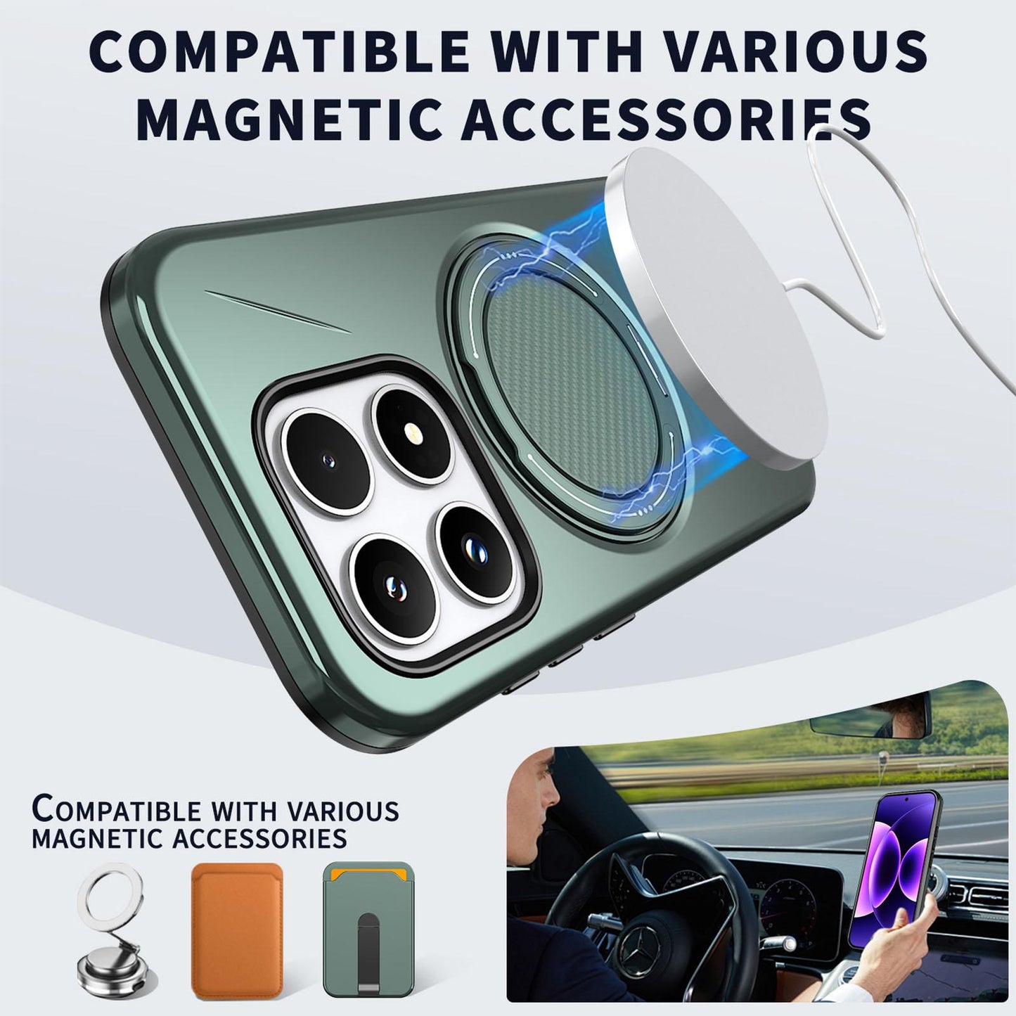 For Xiaomi 17 Kalebol Magnetic MagSafe Rotation Holder PC Phone Case(Grey Green)